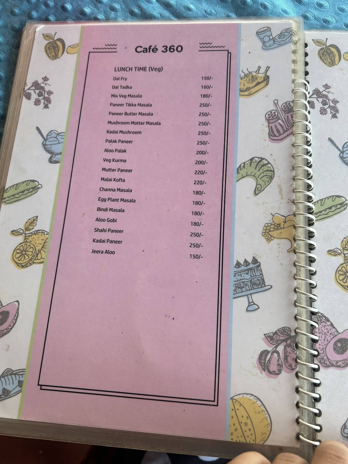 Café 360 menu