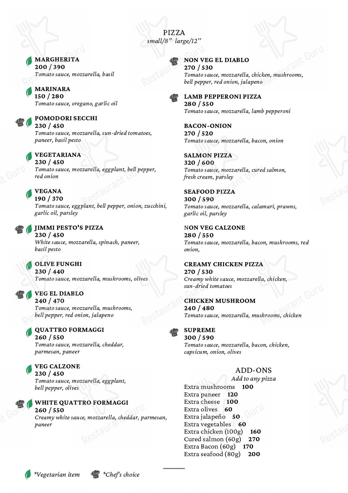 InDa Café menu - dishes and beverages