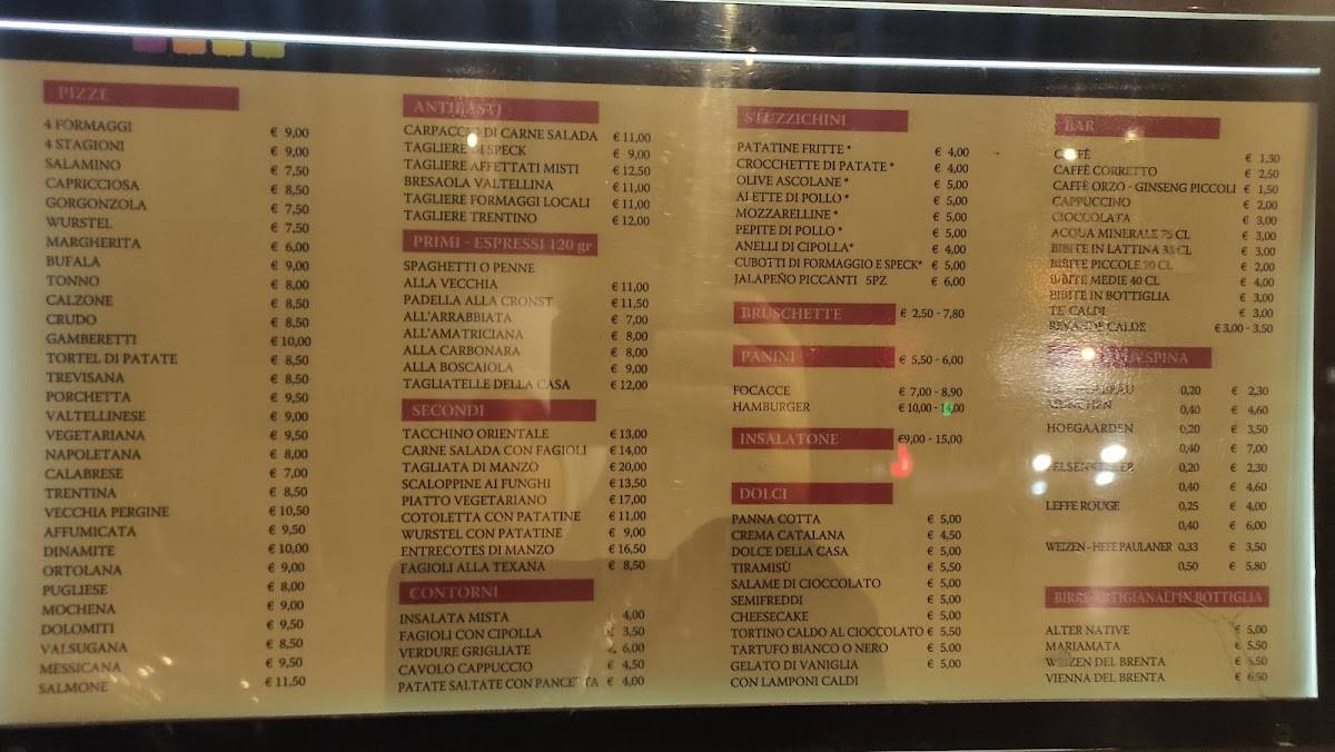 Menu di Vecchia Pergine 
