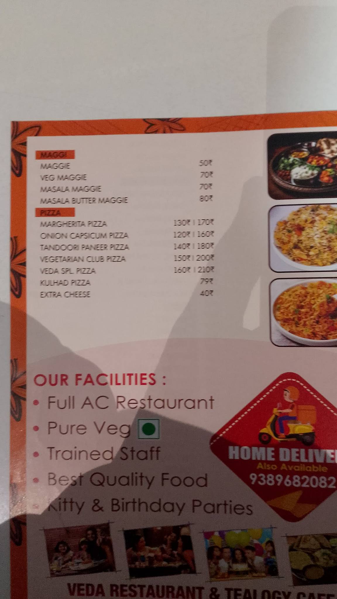 Veda Restaurant menu