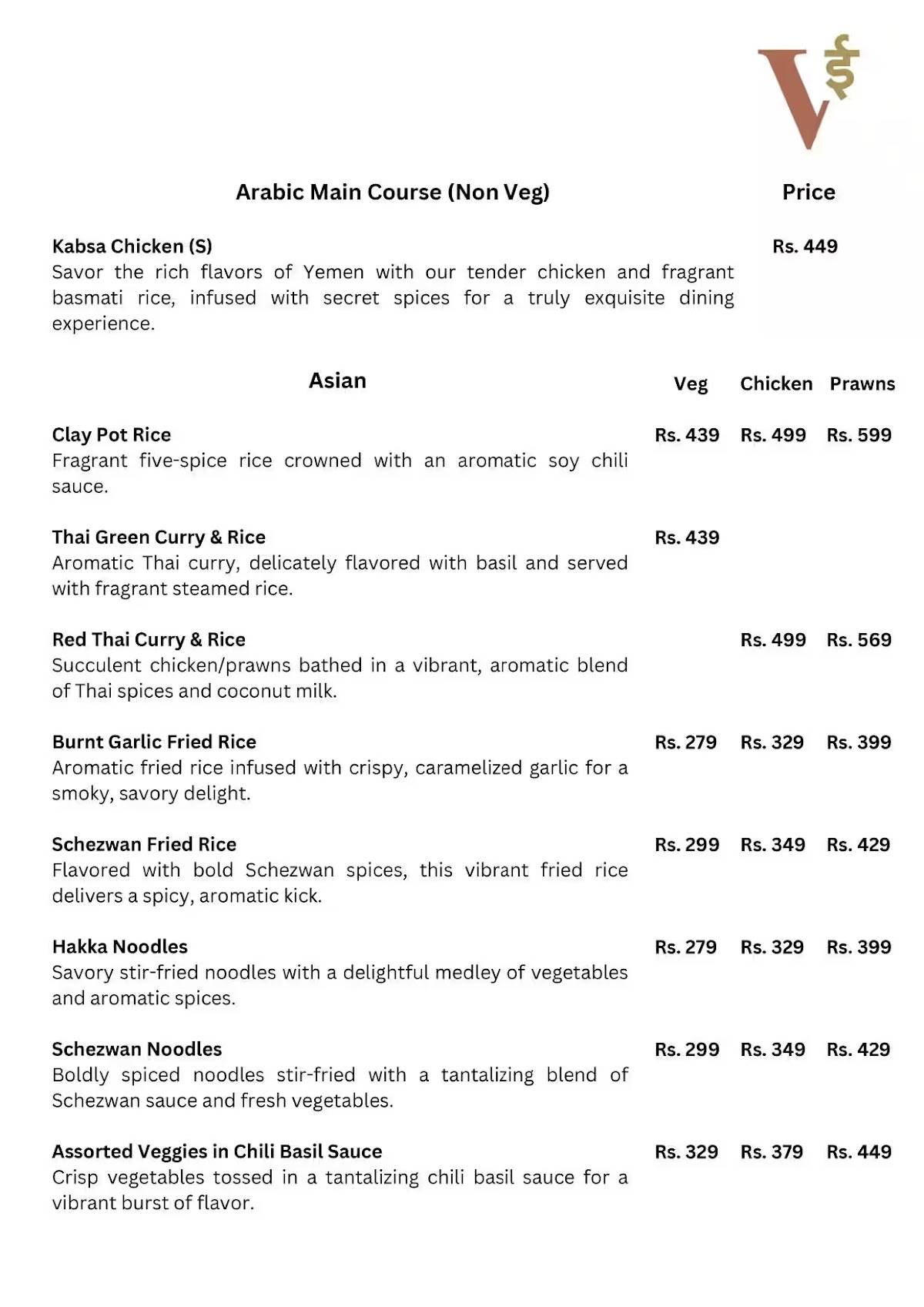 Vee Collaborative Kitchen & Bar Thane menu