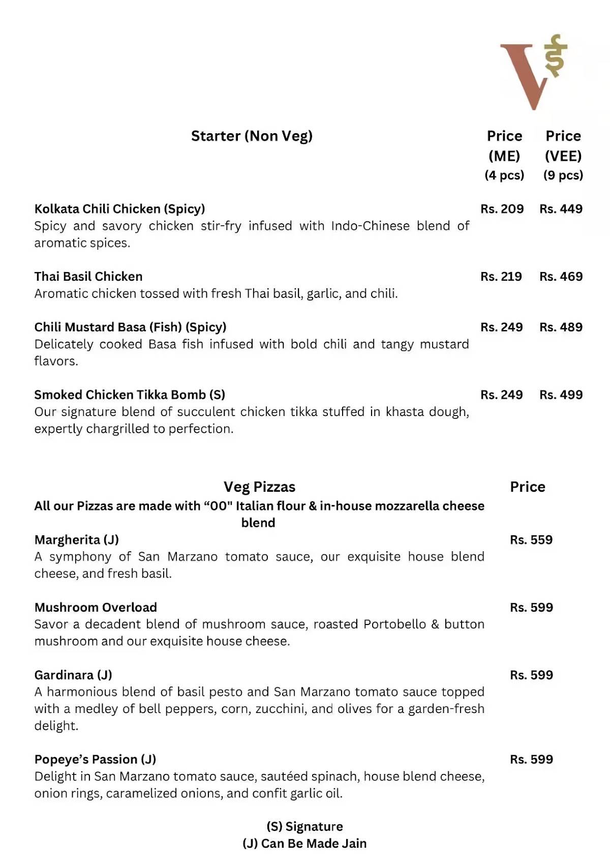 Vee Collaborative Kitchen & Bar Thane menu