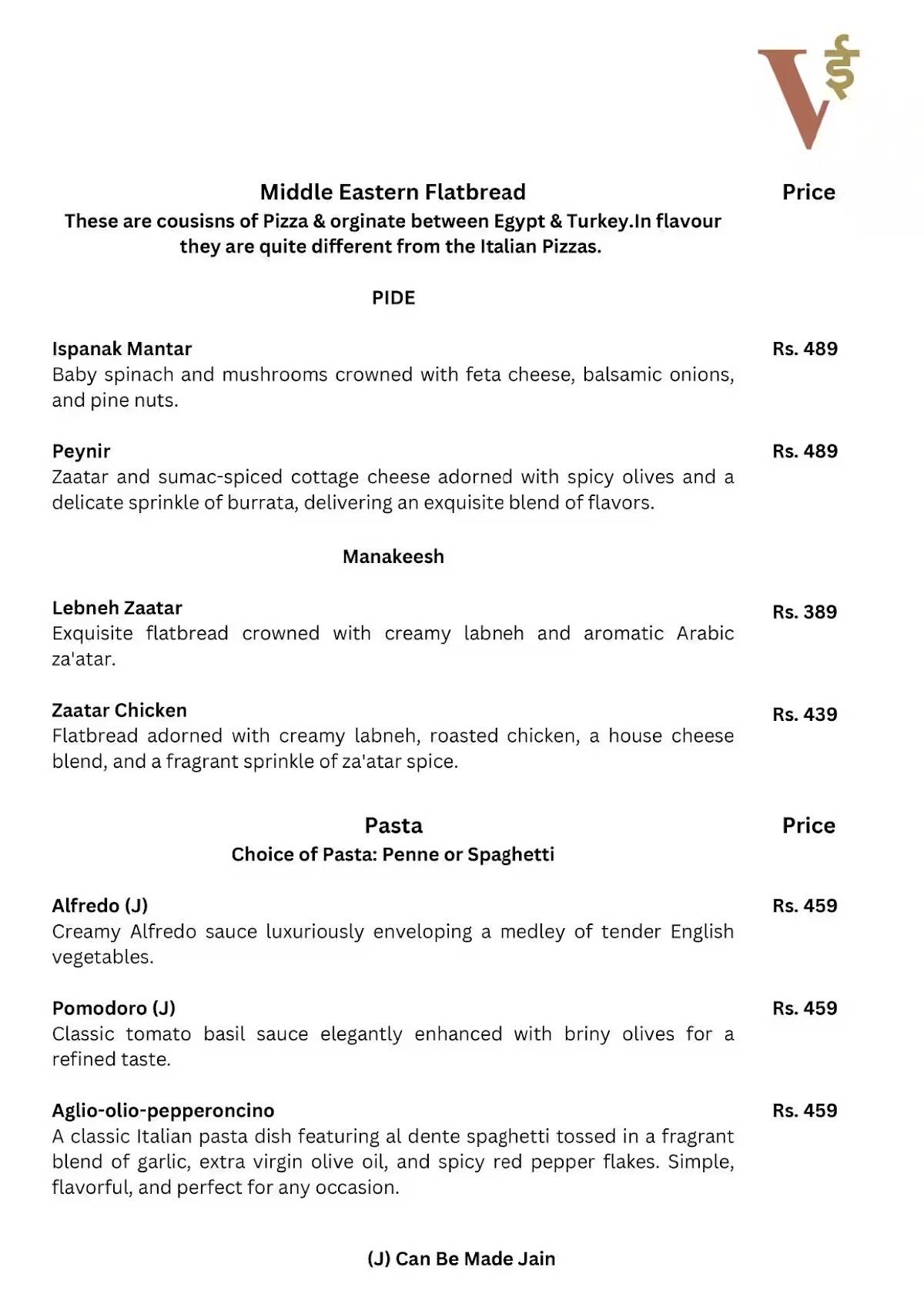 Vee Collaborative Kitchen & Bar Thane menu