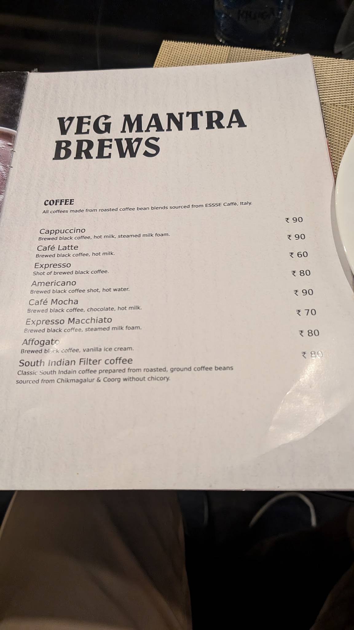Veg Mantra Restaurant menu