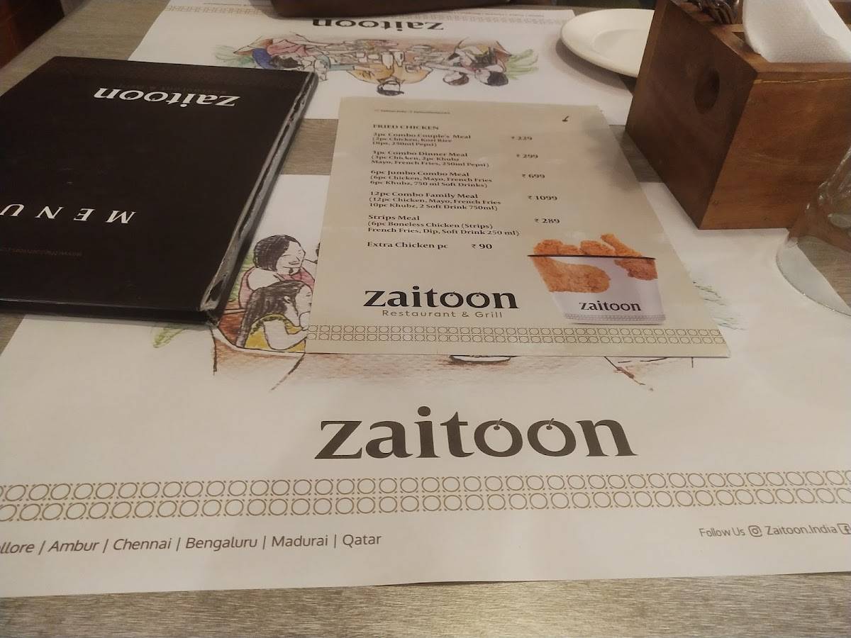 Menu at Zaitoon Restaurant, Vellore, Vellore