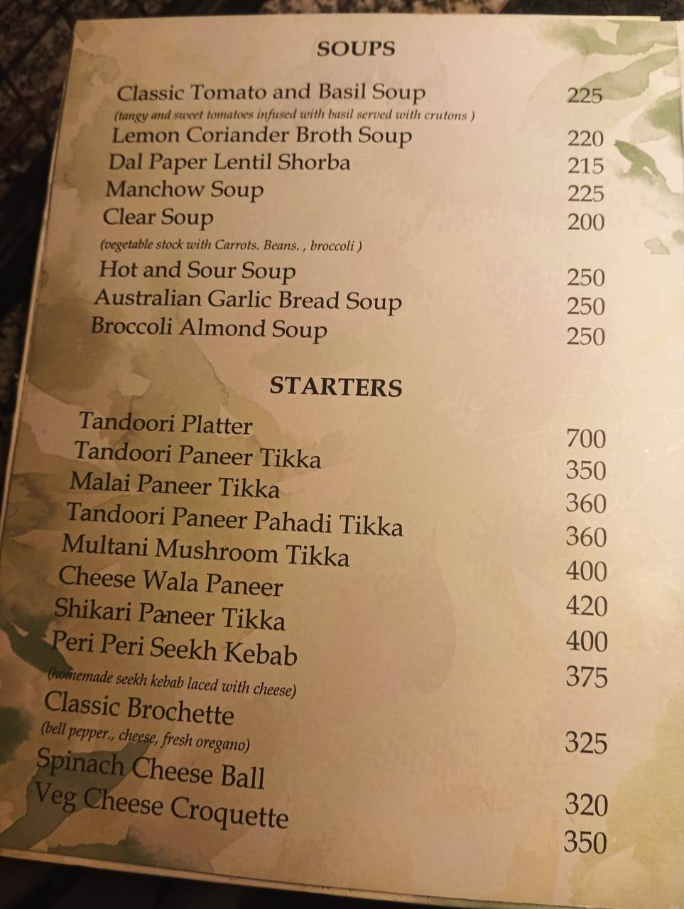 Veranda Rooftop Restro Cafe menu