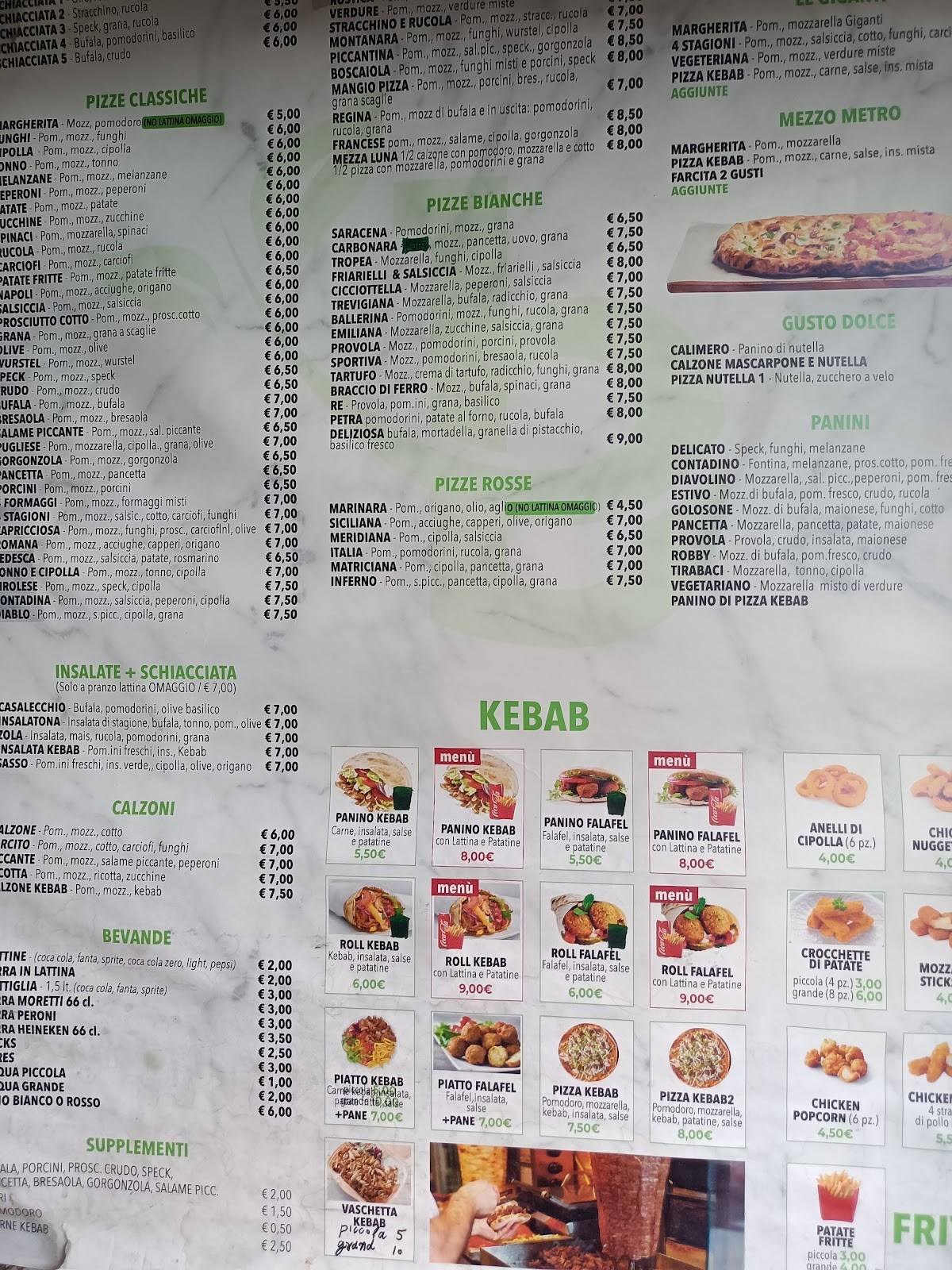 Menu di Verde basilico ex mangio pizzeria da sporto pizza & kebab 