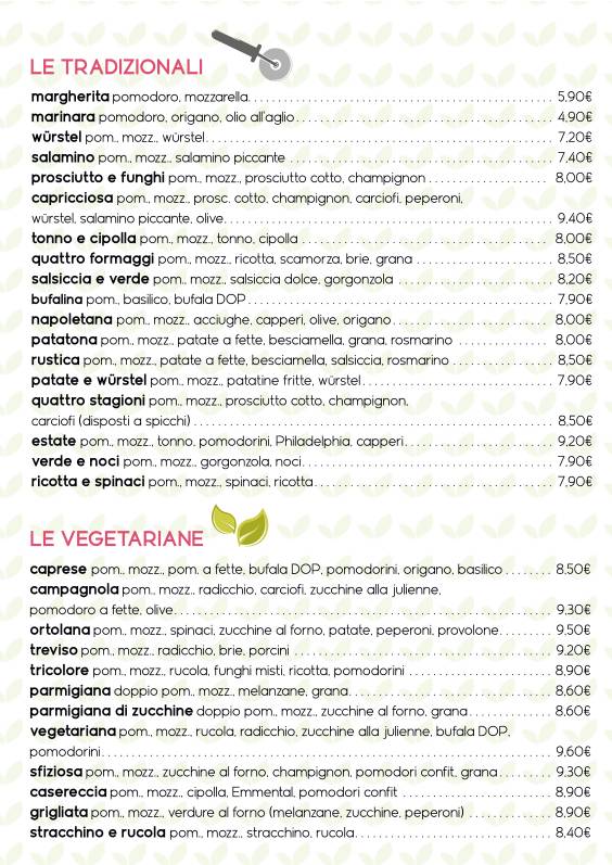 Menu di Pizzeria Artesana 