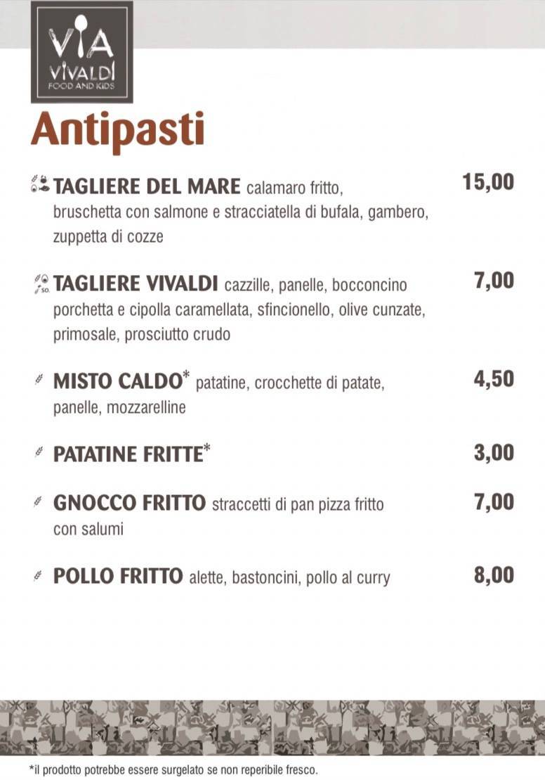Menu di VIA VIVALDI FOOD AND KIDS 