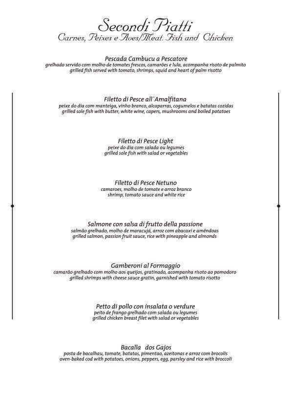 Vila Conte 24 horas. cardápio