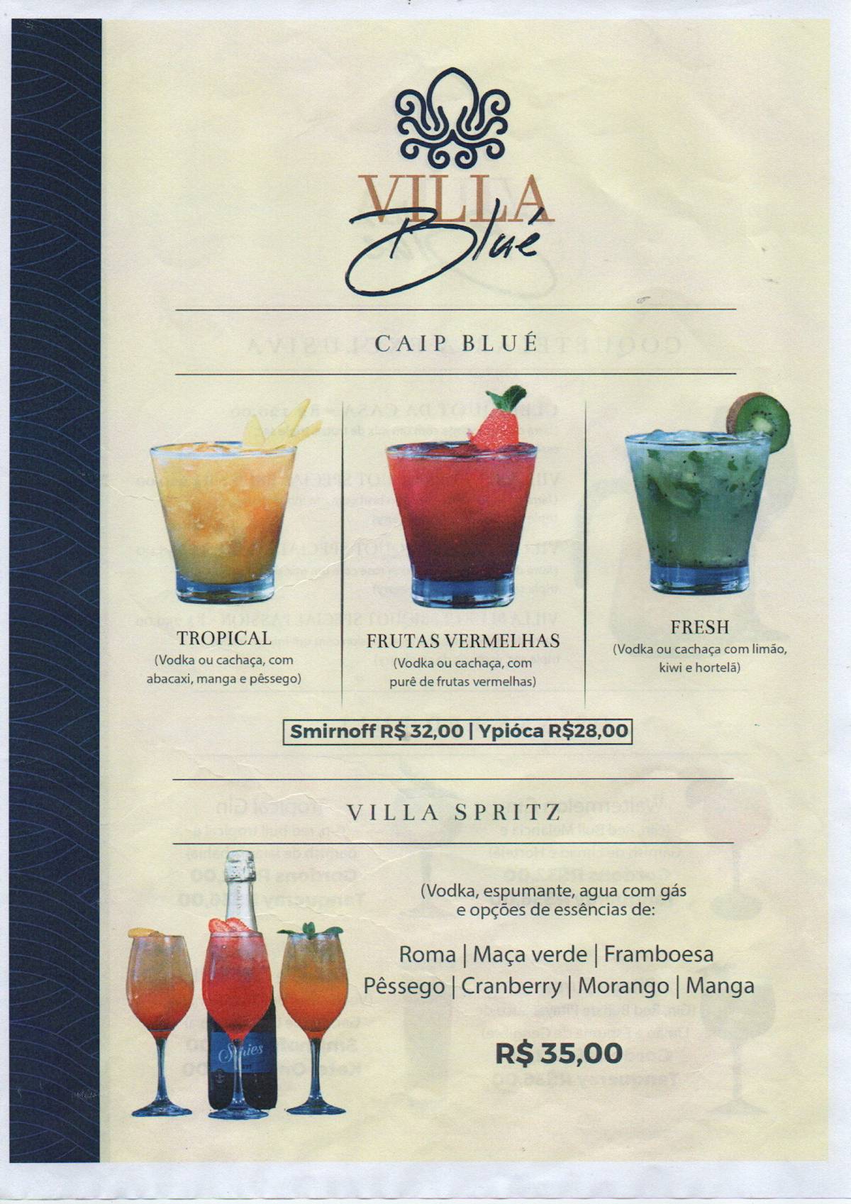 Villa Blué cardápio