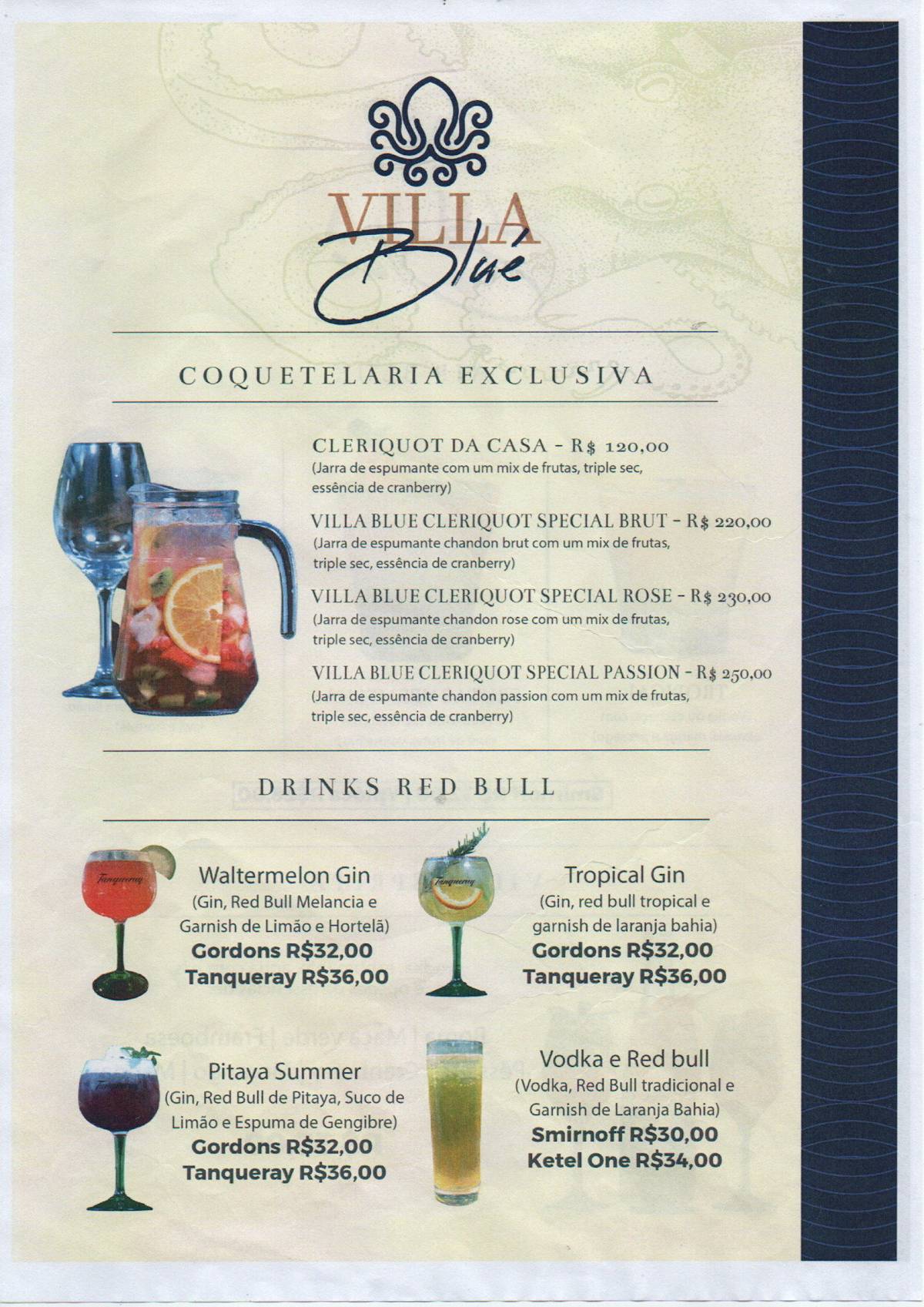Villa Blué cardápio
