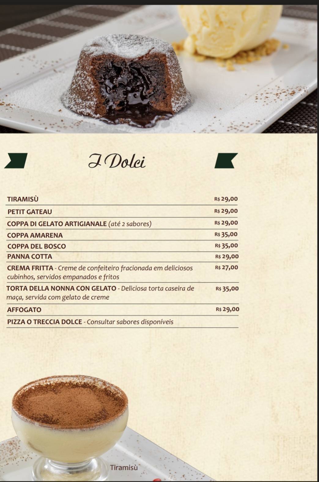 VILLA ITALIA cardápio