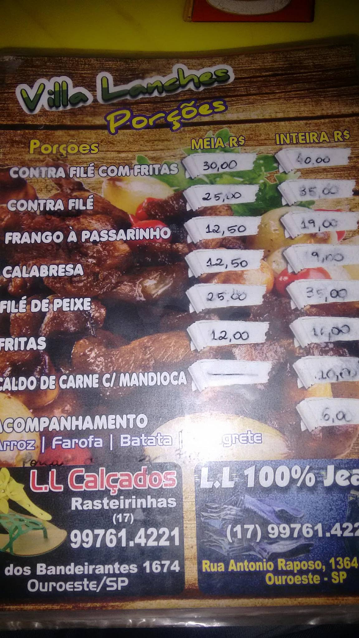 Villa Lanches cardápio