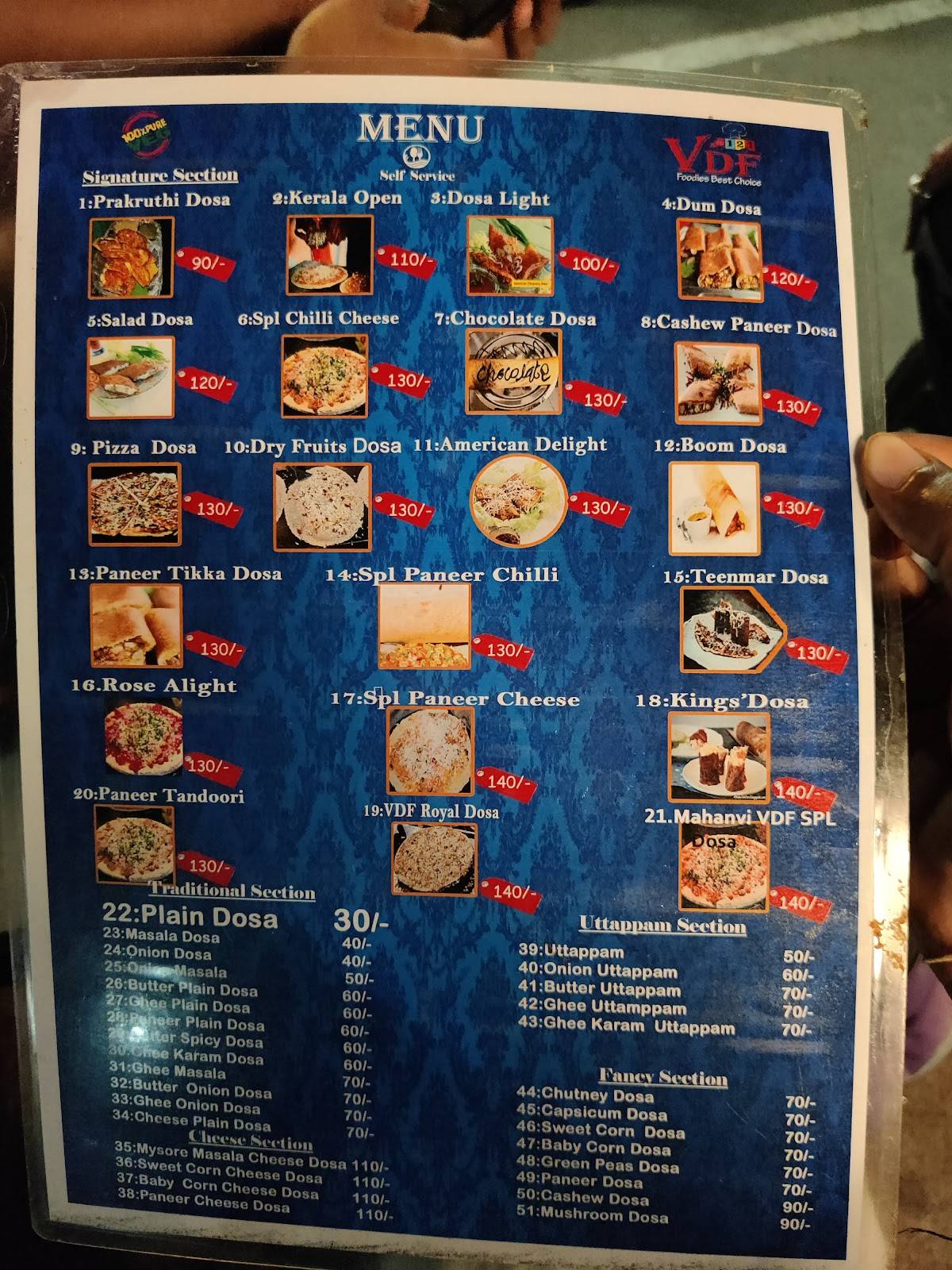 Vizag Dosa Factory menu