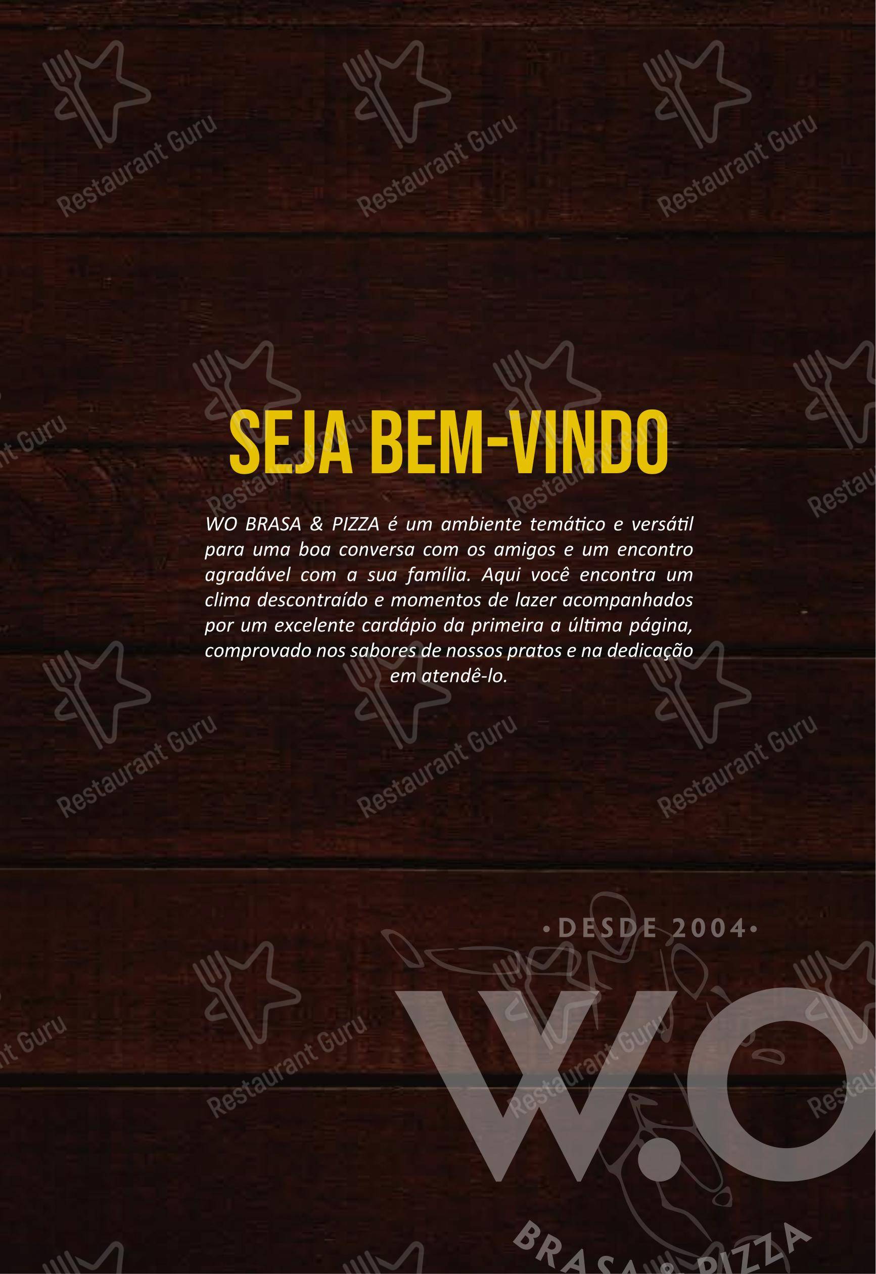 Menu para WO Brasa & Pizza pizzaria