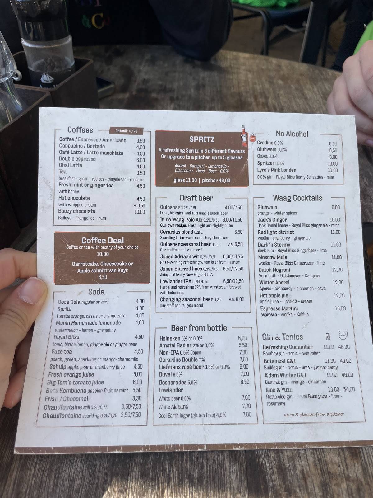 Menu de Restaurant-Café In de Waag