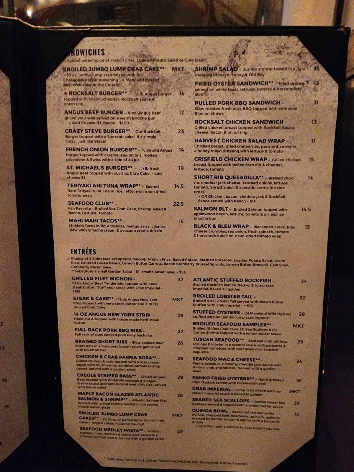 Menu at RockSalt Grille restaurant, Westminster