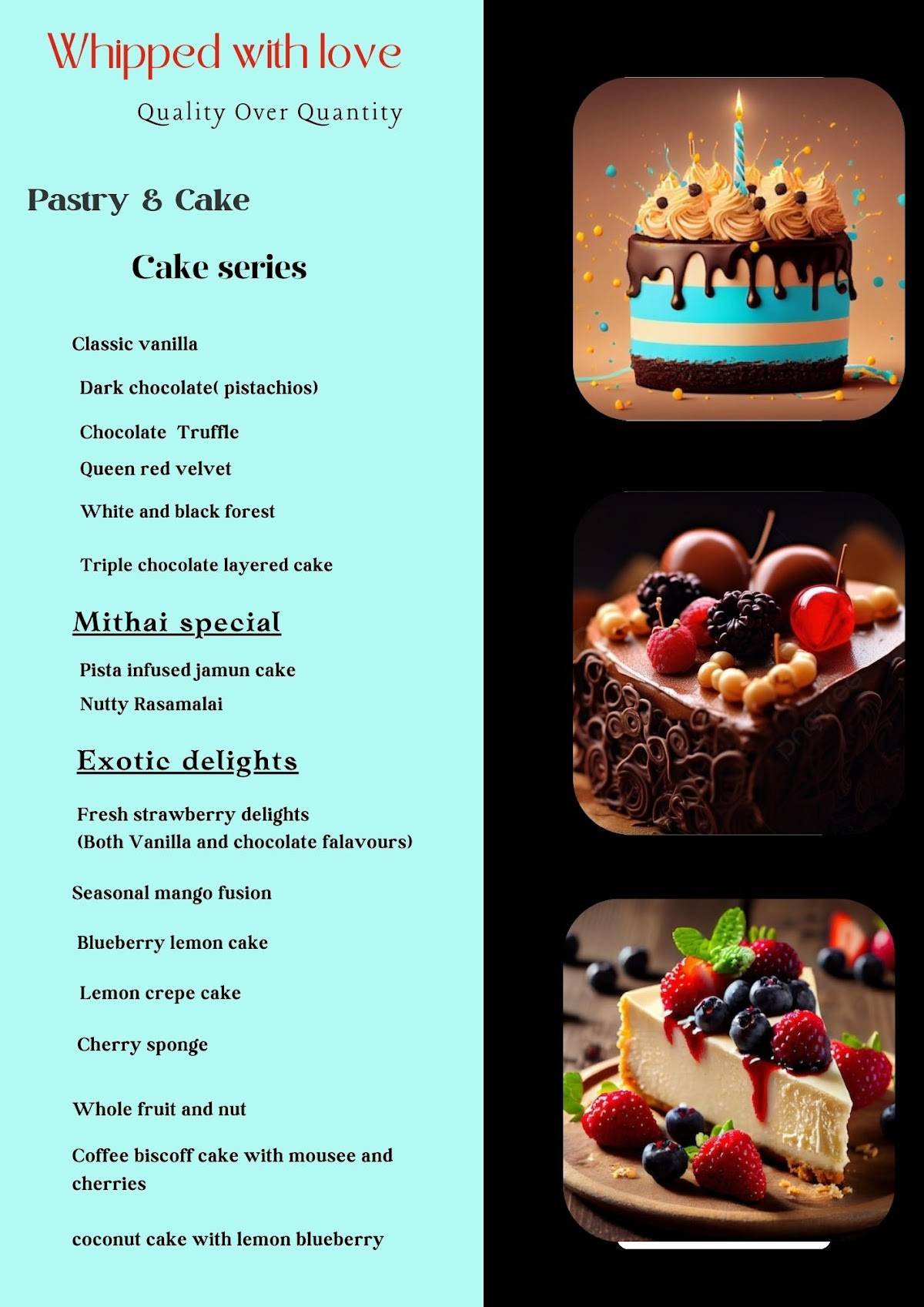 Whipped with Love - The Baking Studio menu