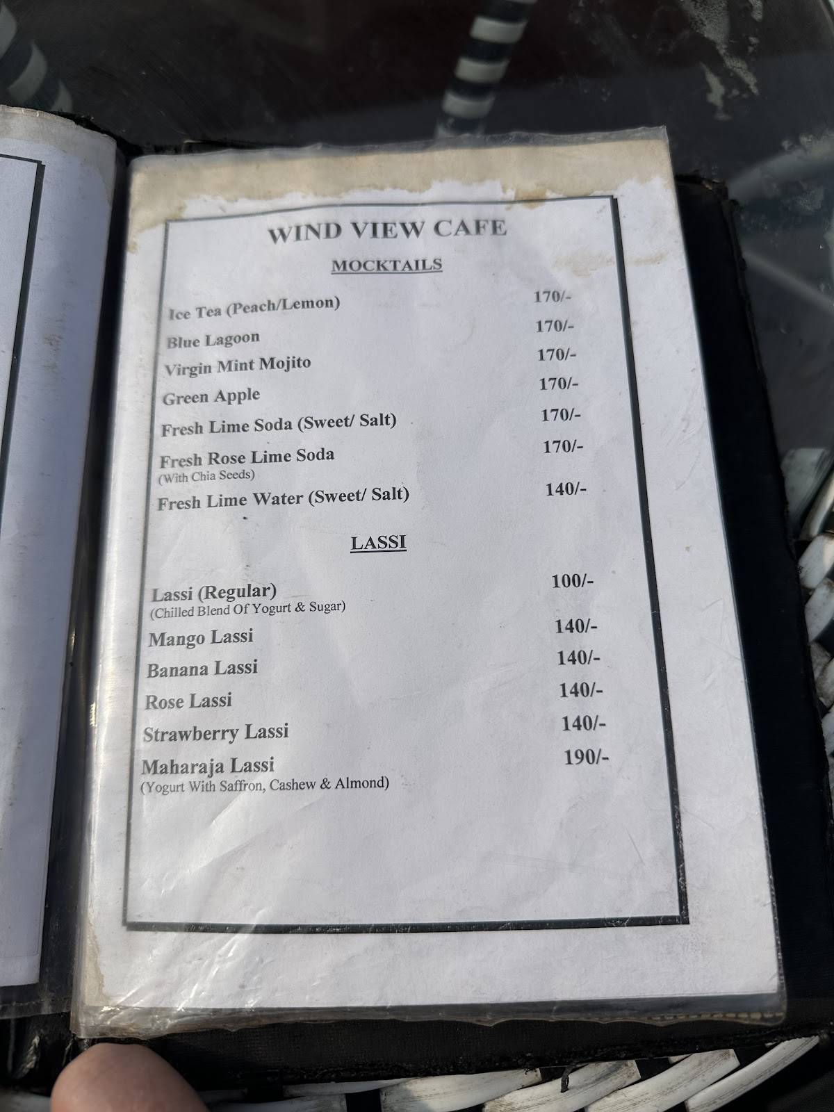 Wind View Cafe menu