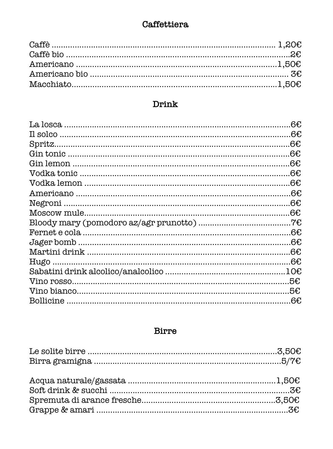 Menu di Il Solco 