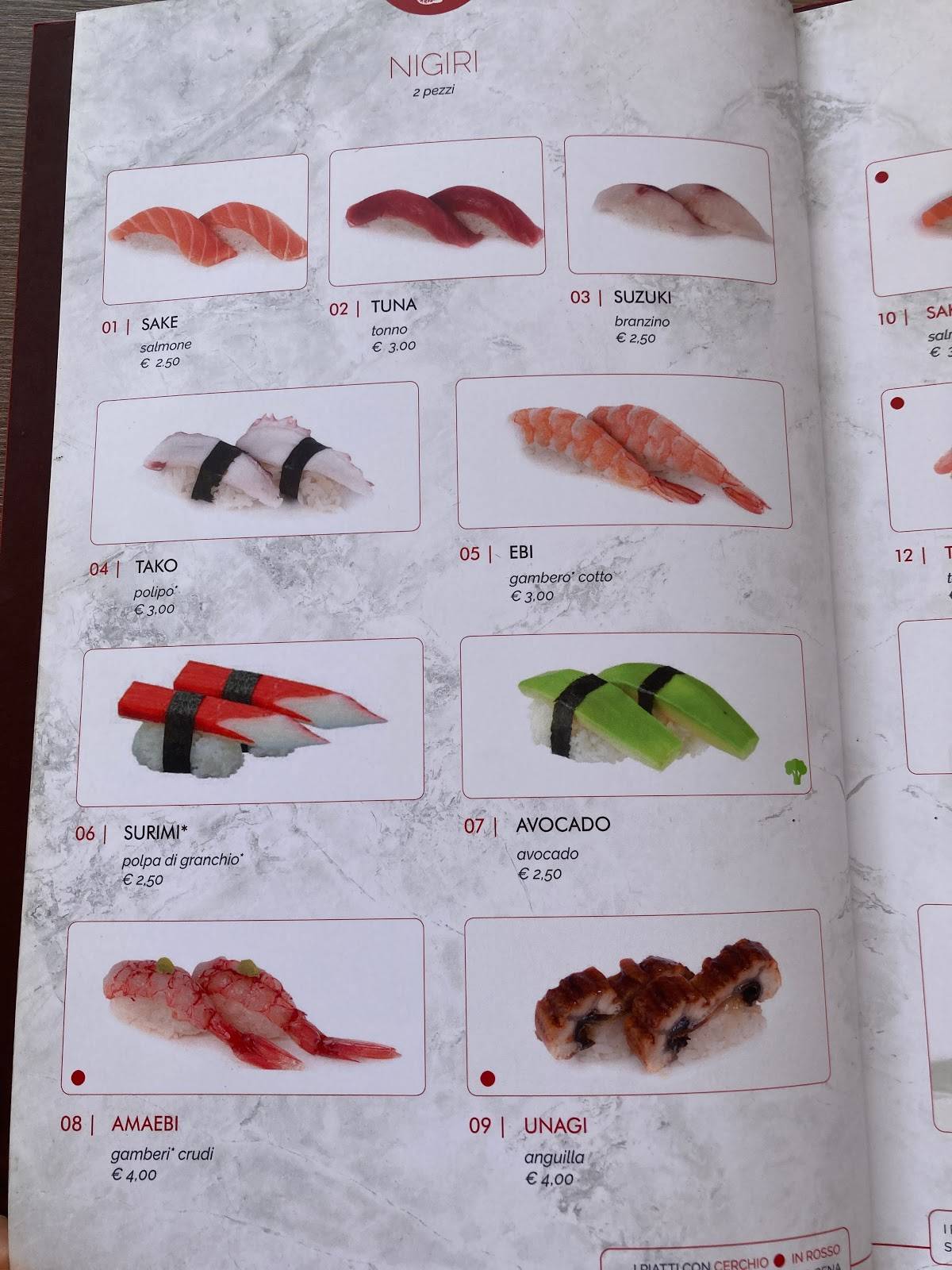 Menu di Ya Sushi! 