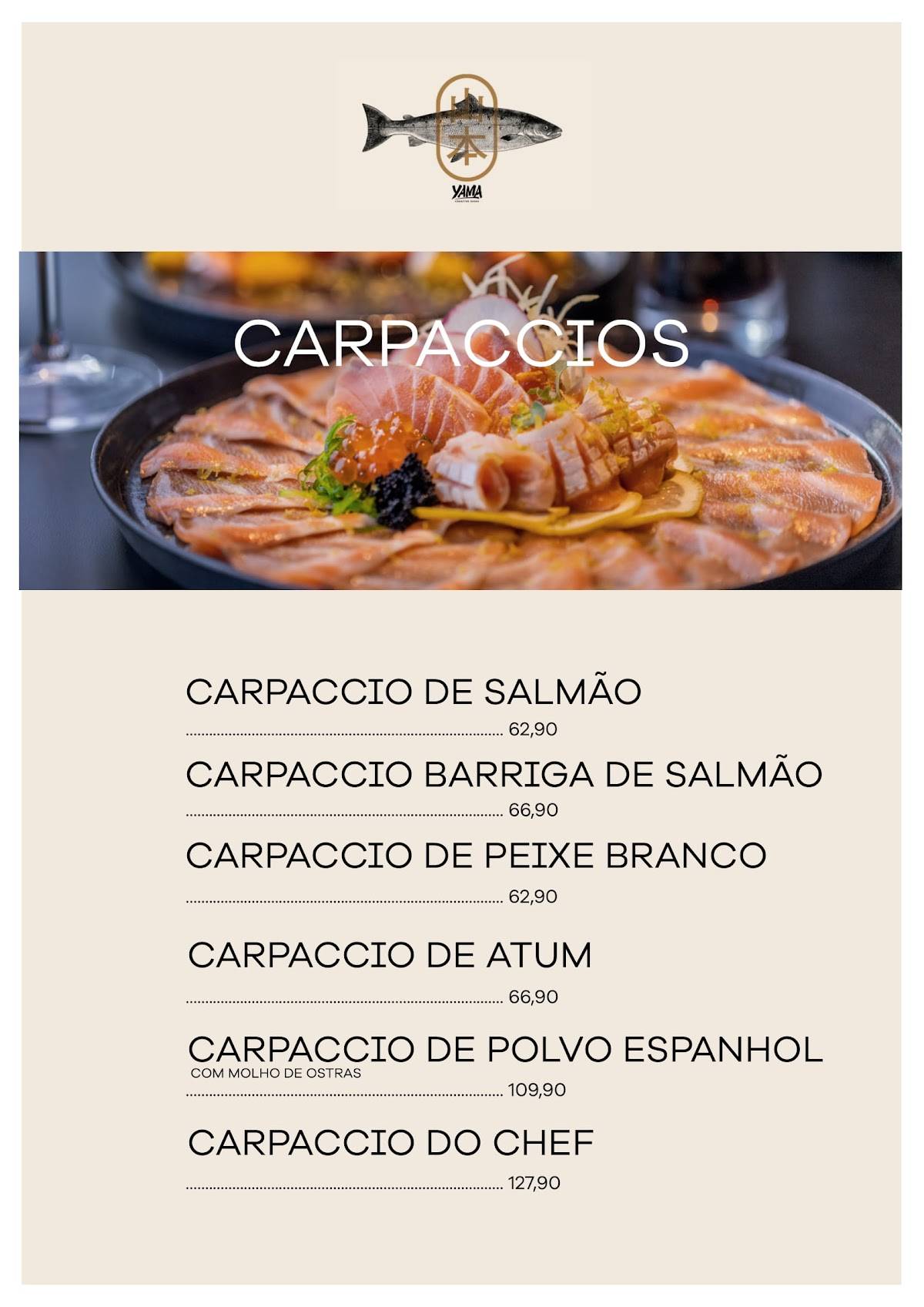 Yama Creative Sushi cardápio