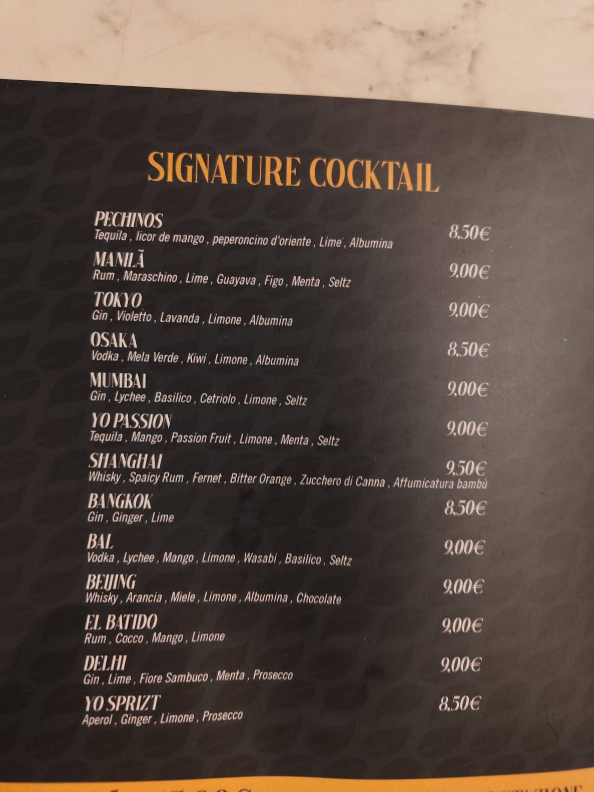 Menu di Yo' Fusion - Marconi 