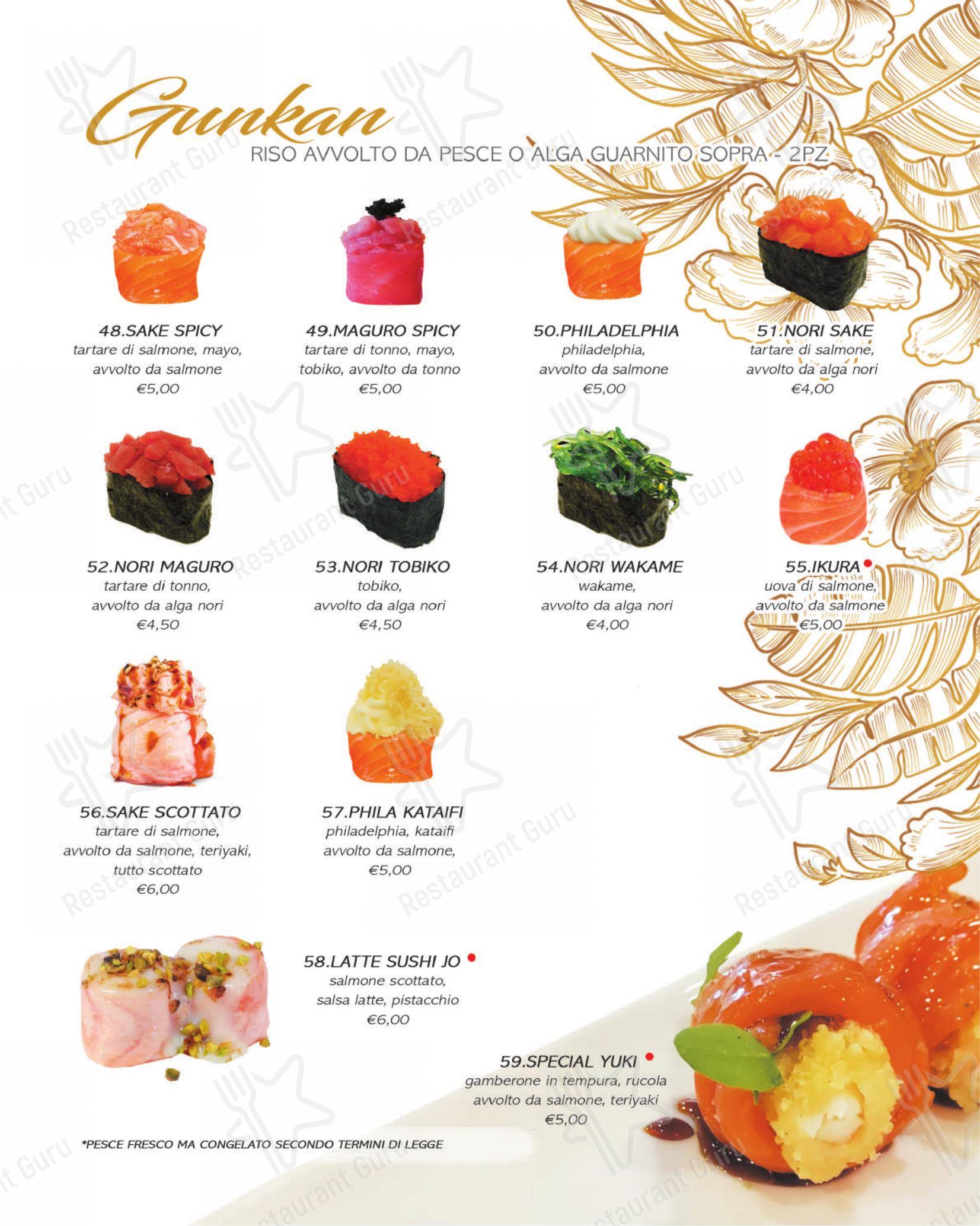 Menu di Yuki Sushi di carini - Menu