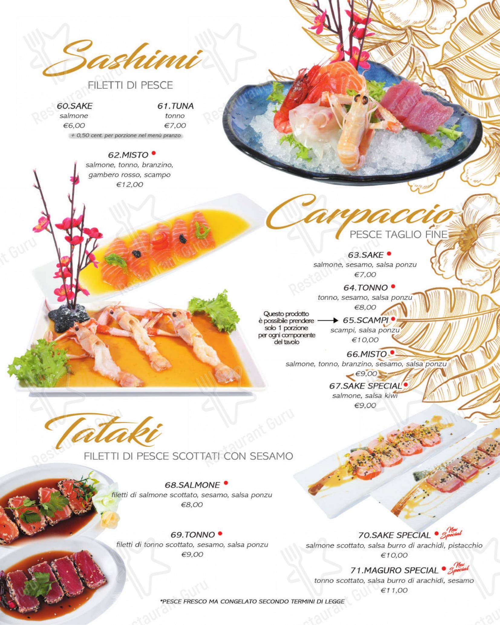 Menu di Yuki Sushi di carini - Menu
