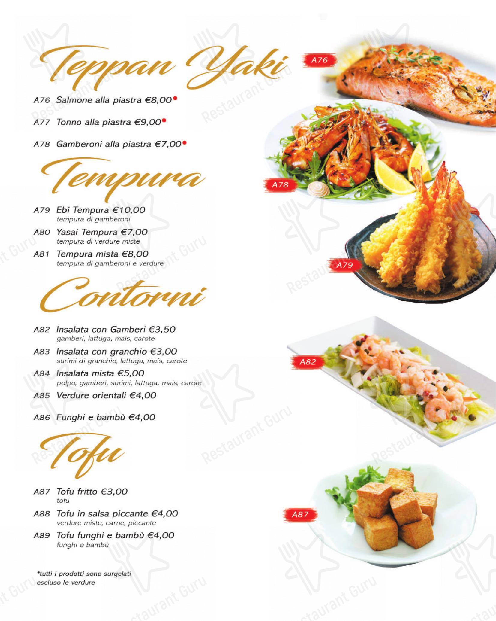 Menu per Yuki Sushi di carini ristorante