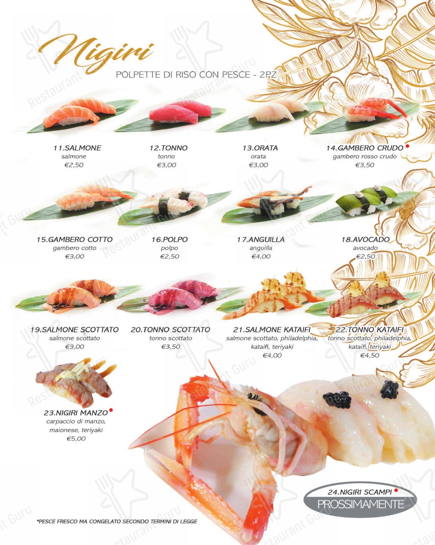 Menu per Yuki Sushi di carini in Carini