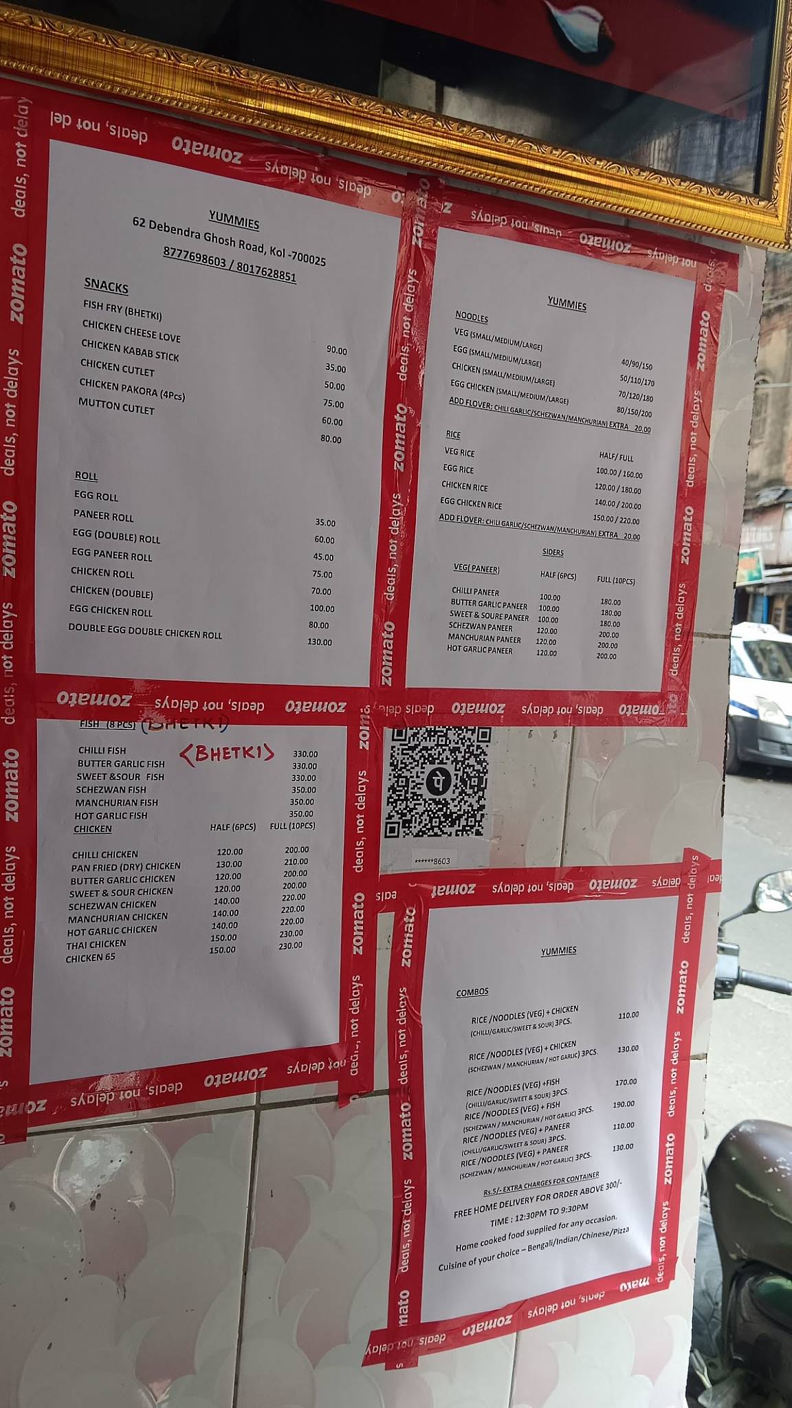 Yummies menu