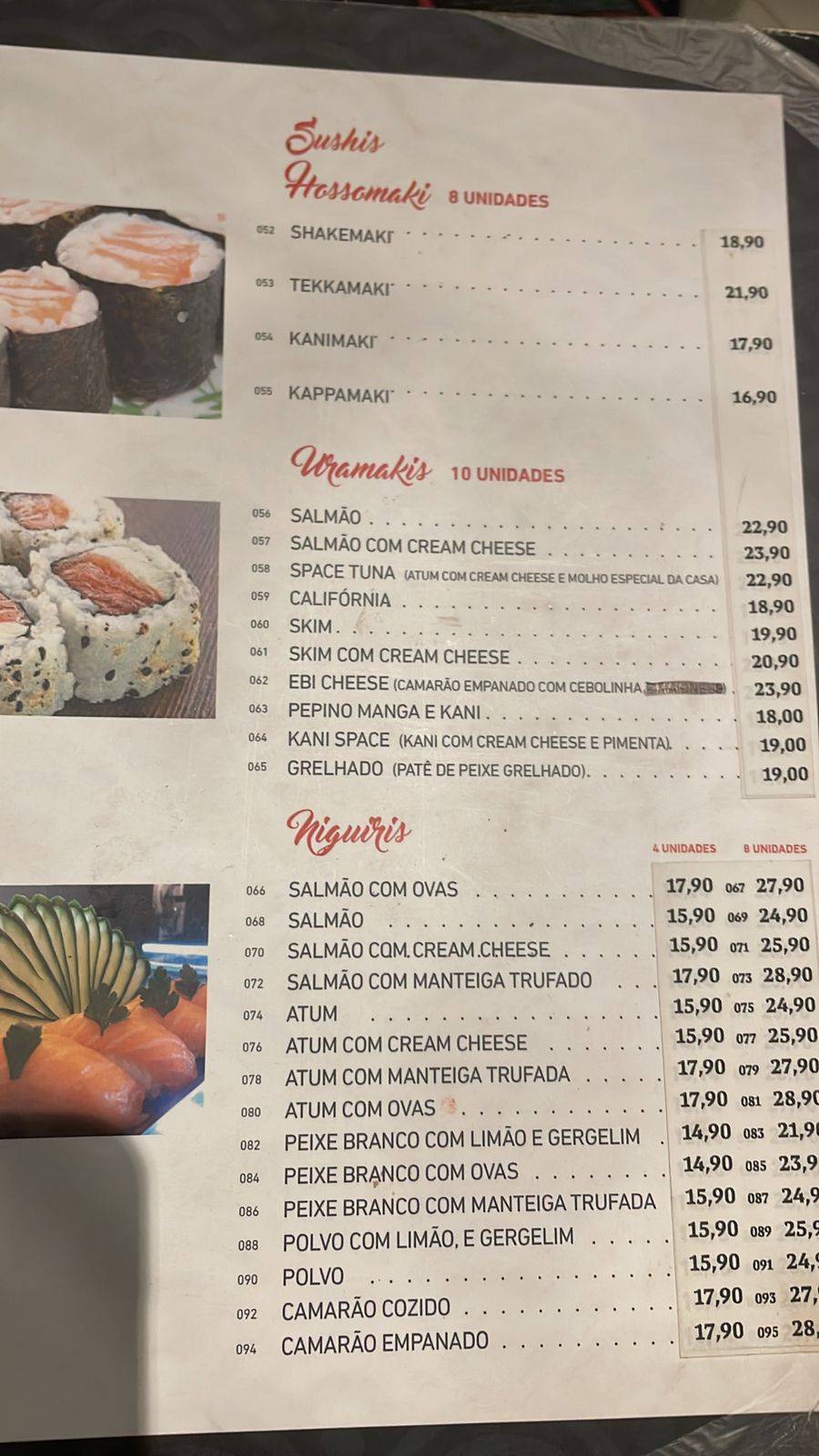 Yuuki Sushi Bar cardápio