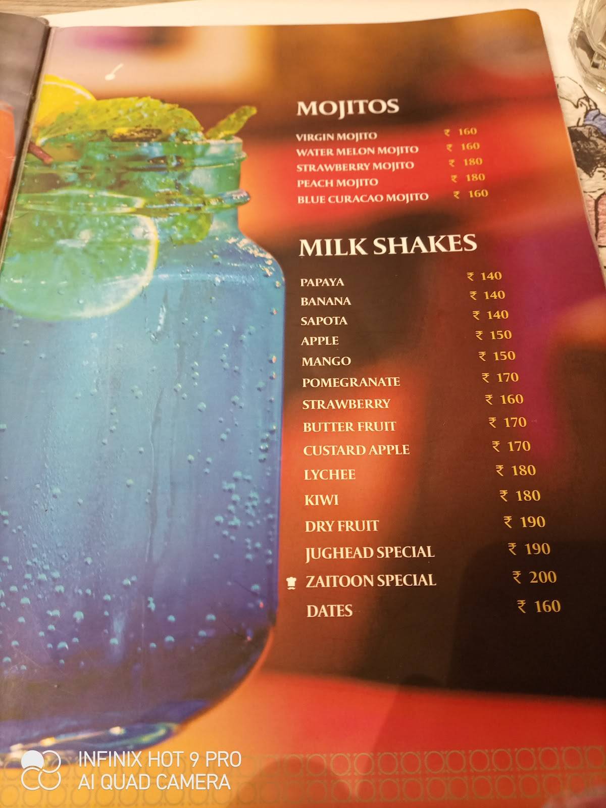 Menu at Zaitoon Restaurant, Vellore, Vellore