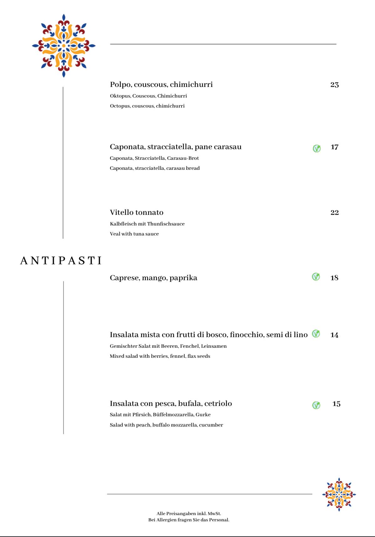 Menu di AnaMiRa Italian Restaurant & Pizza 