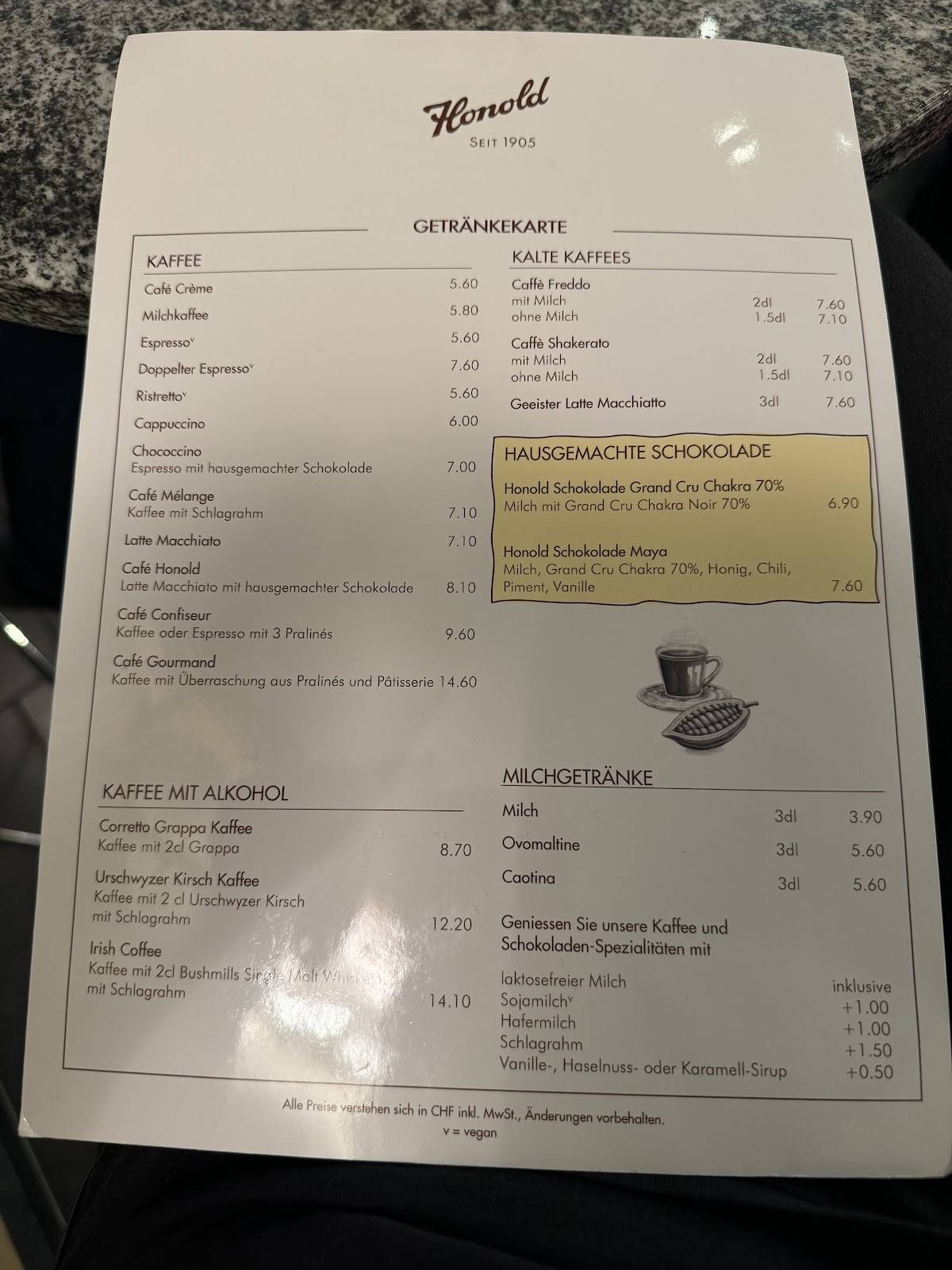 Menu di Honold 