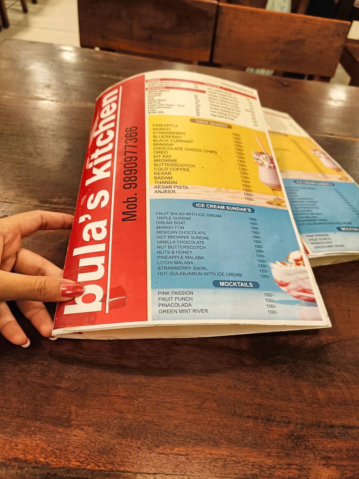 bula’s kitchen menu