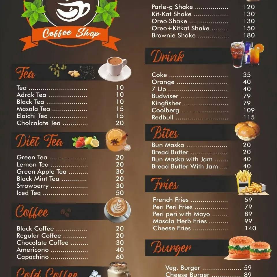 cup of joy 99 menu
