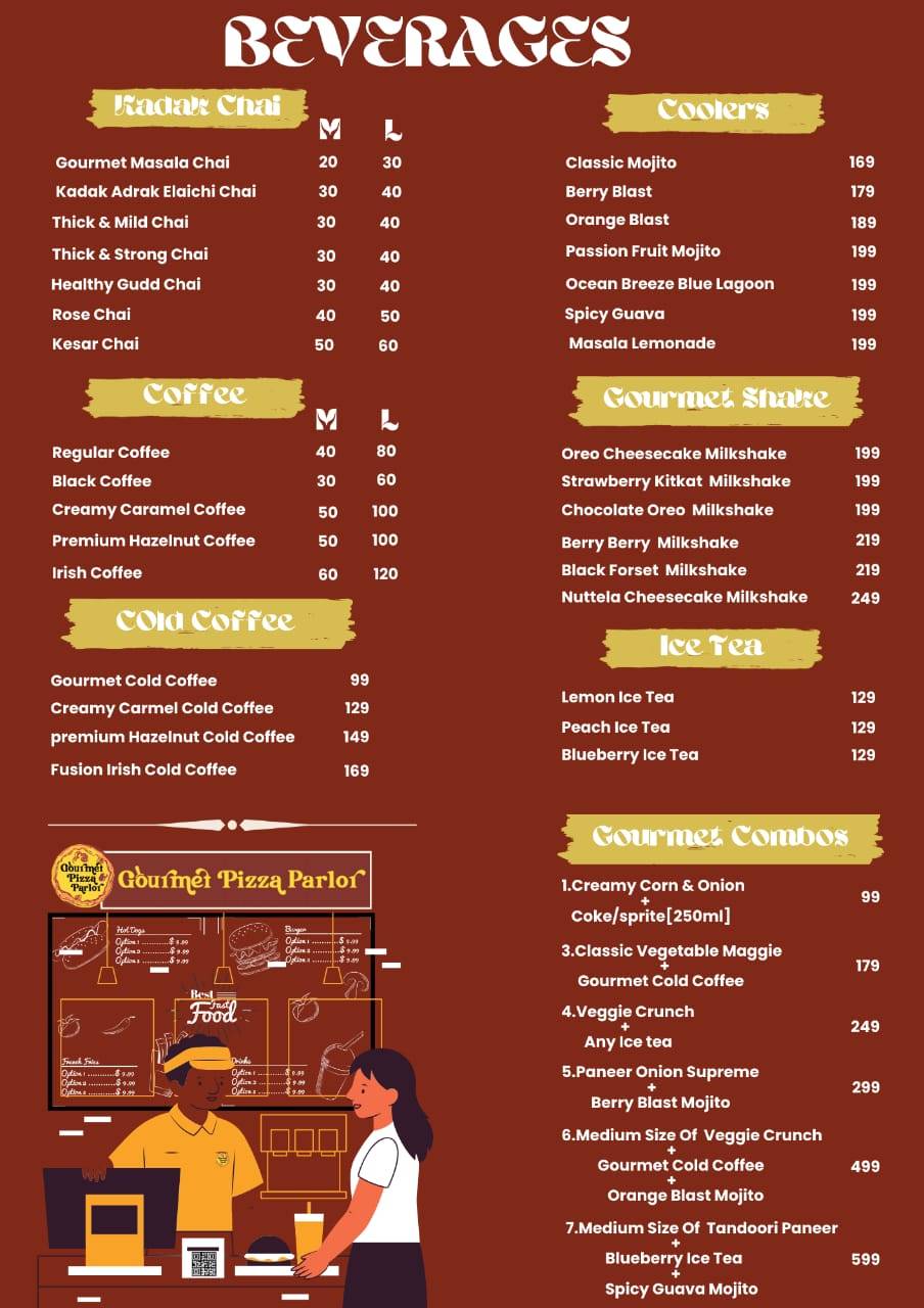 gourmet Pizza Parlor menu