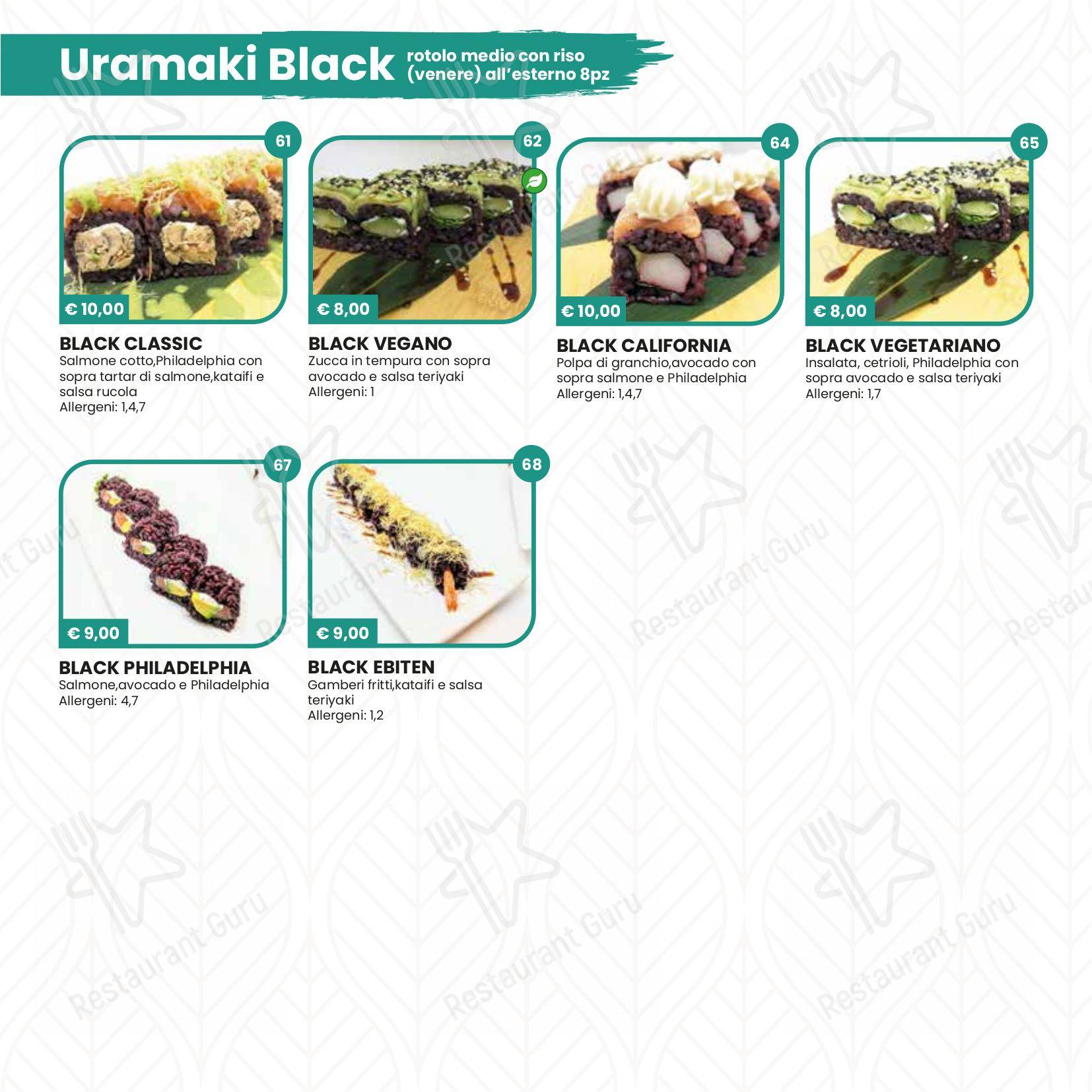 Hikari Sushi in Brescia - Основное меню