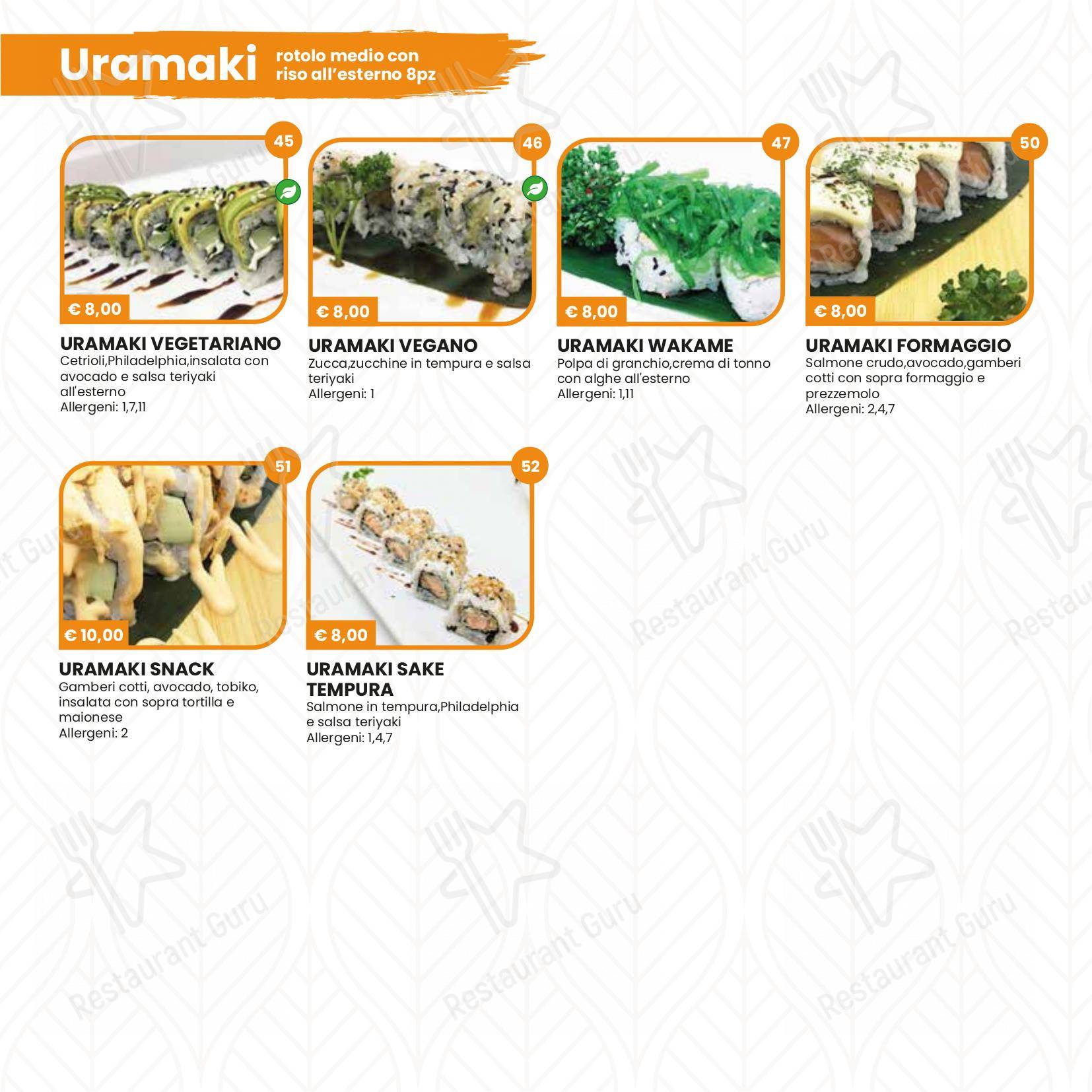 Hikari Sushi in Brescia - Основное меню