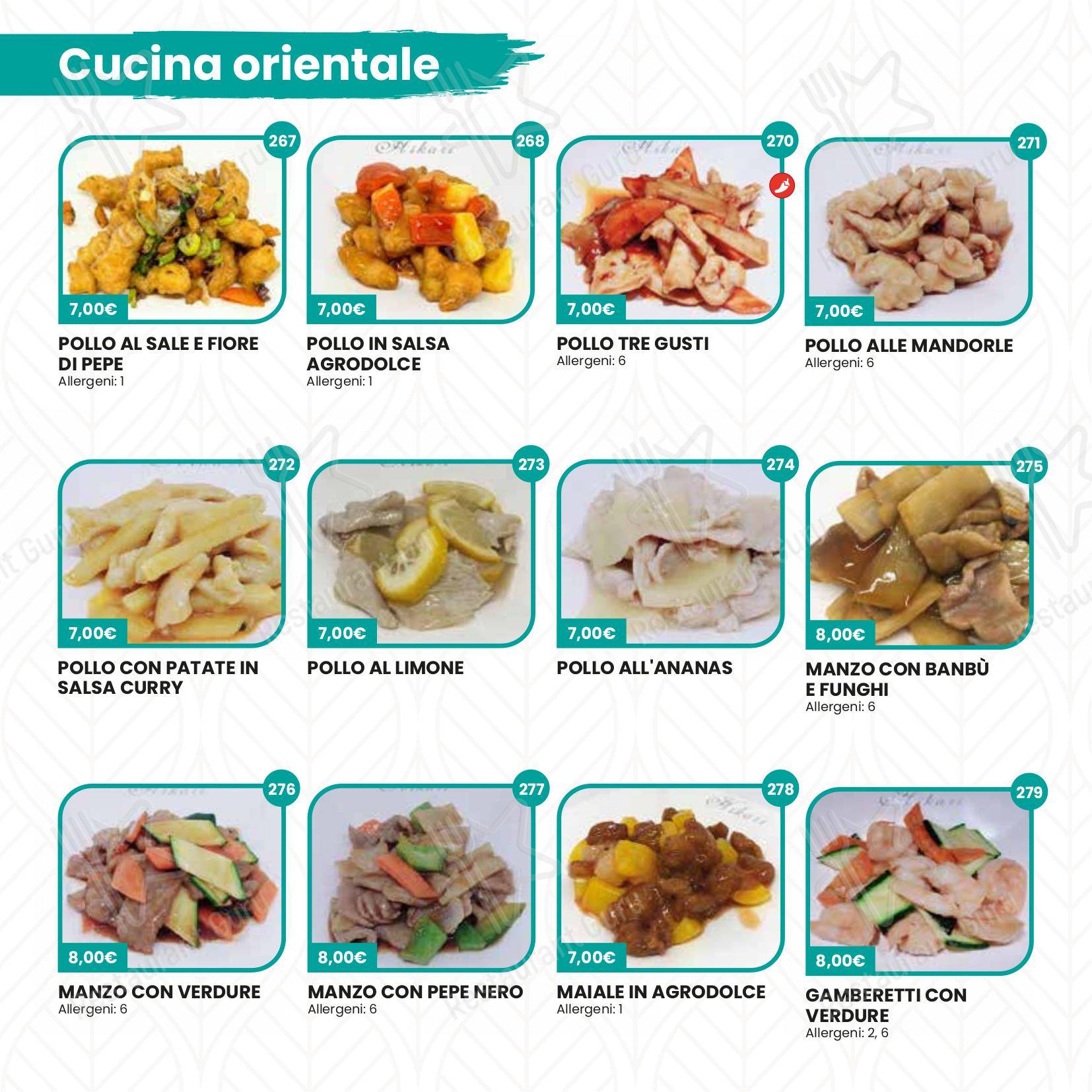 Hikari Sushi in Brescia - Основное меню