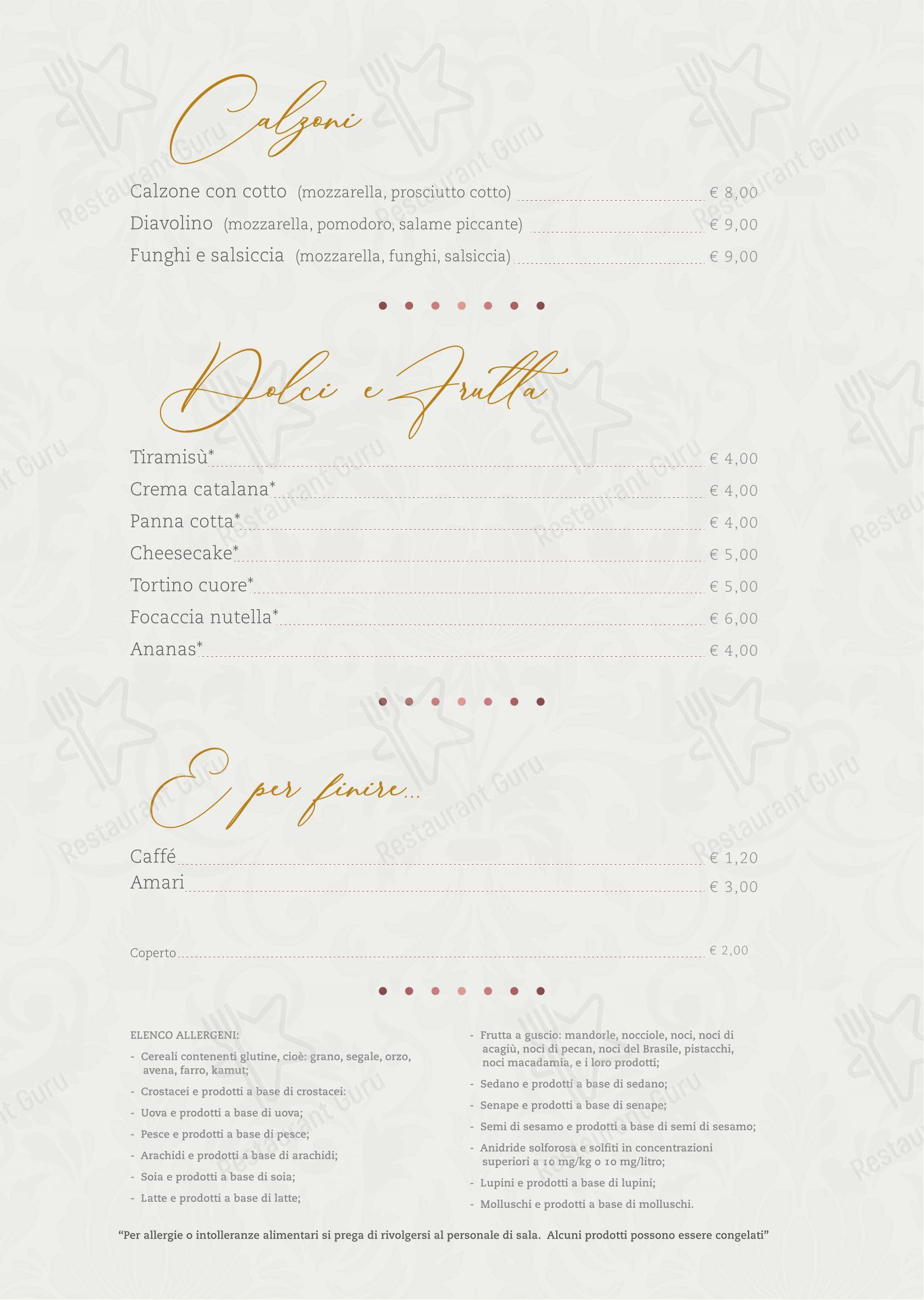 Menu di Ristorante Al Bellavista - Menu