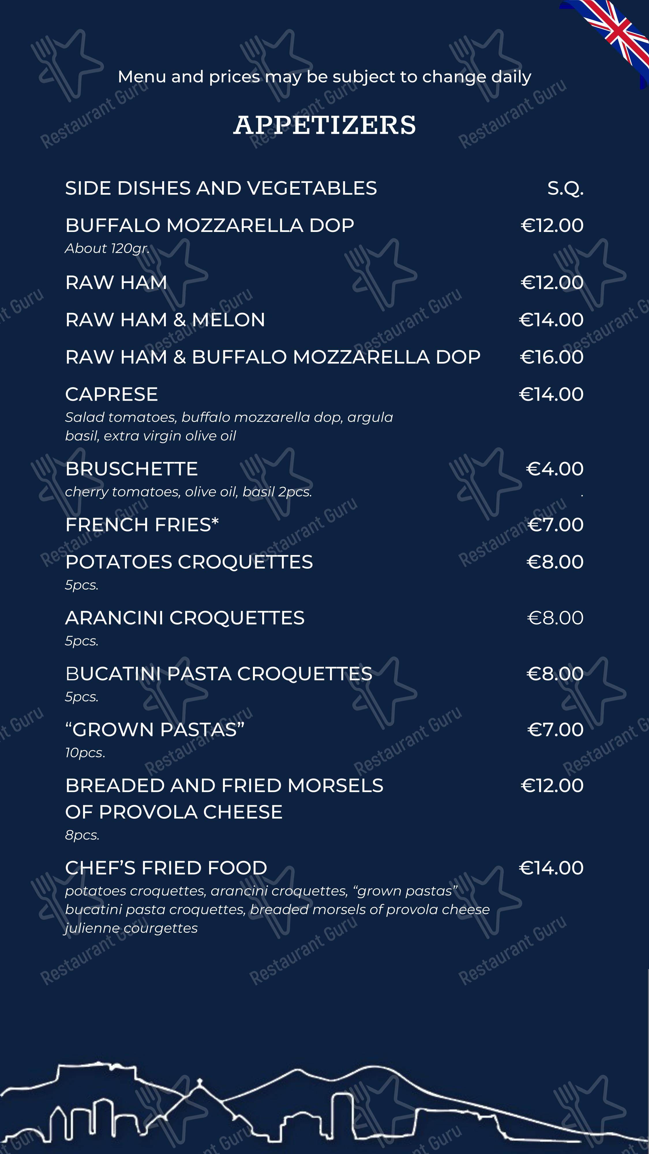 Основное меню per antonio & antonio pizzeria