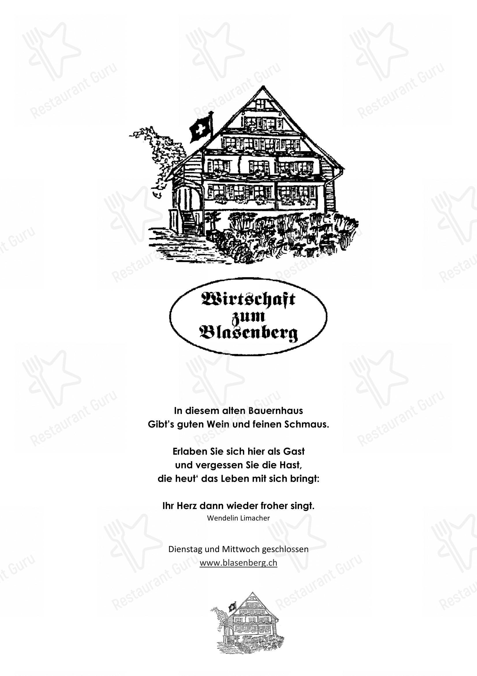 Menu bar per Blasenberg ristorante