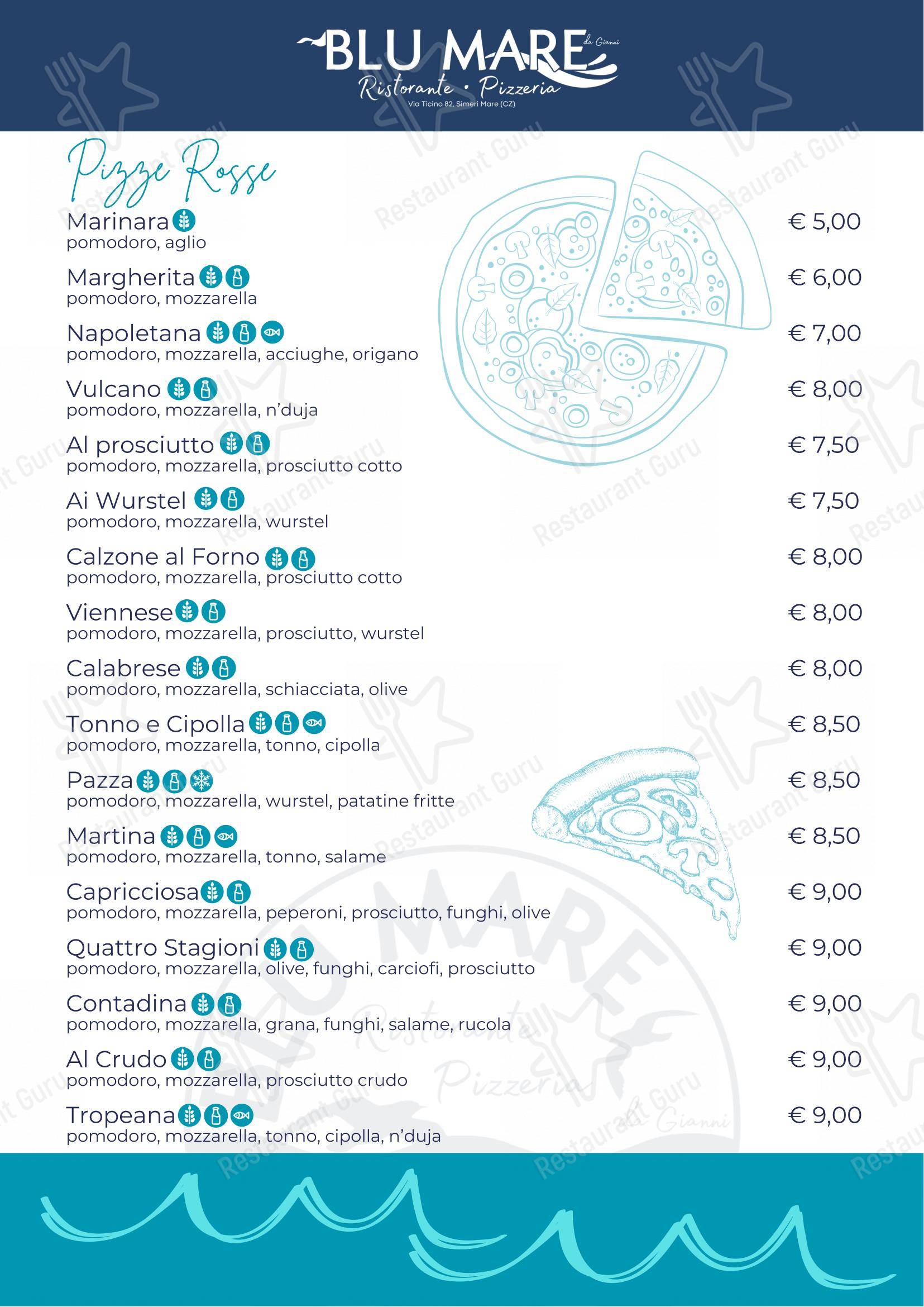 Menu per Blu Mare - Ristorante Pizzeria in Simeri Mare