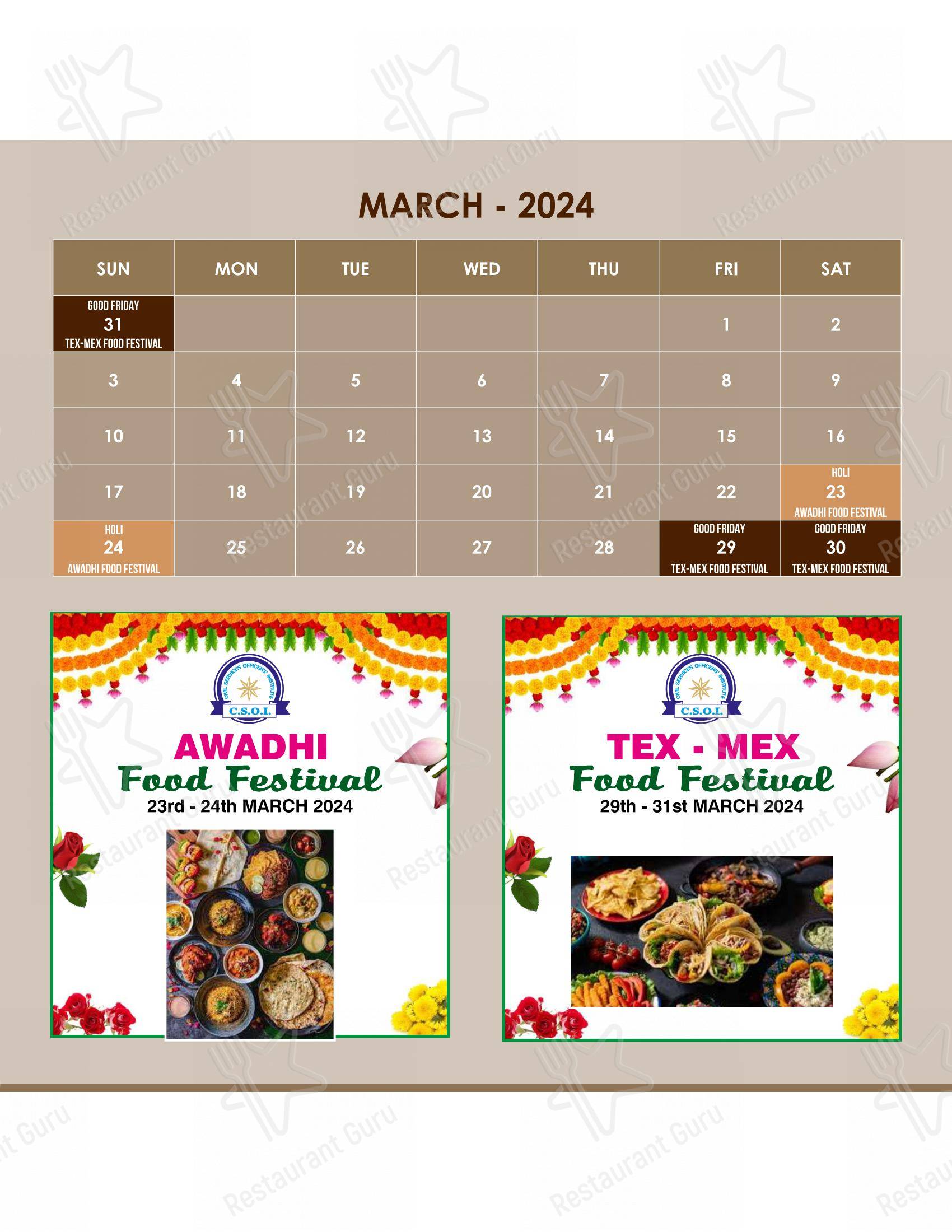 CSOI in New Delhi - Menu