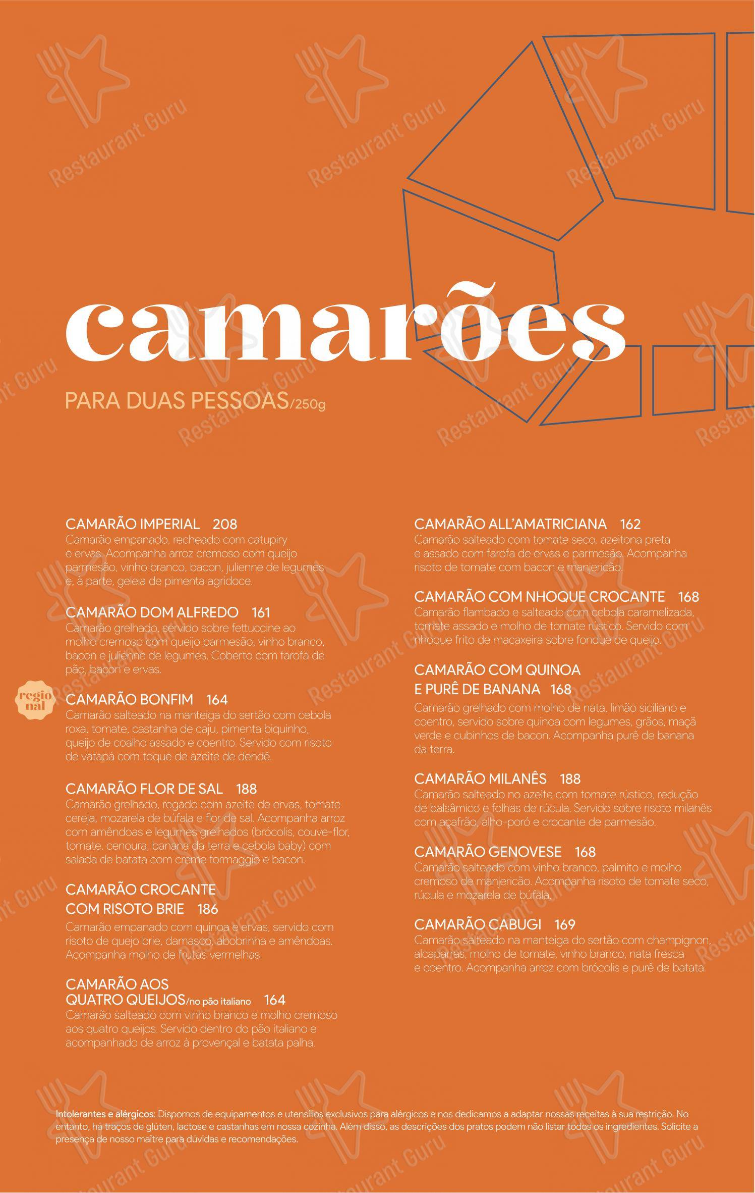 Коктейльная карта para Camarões Potiguar em Natal