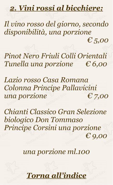 Checchino dal 1887 in Roma - 菜单